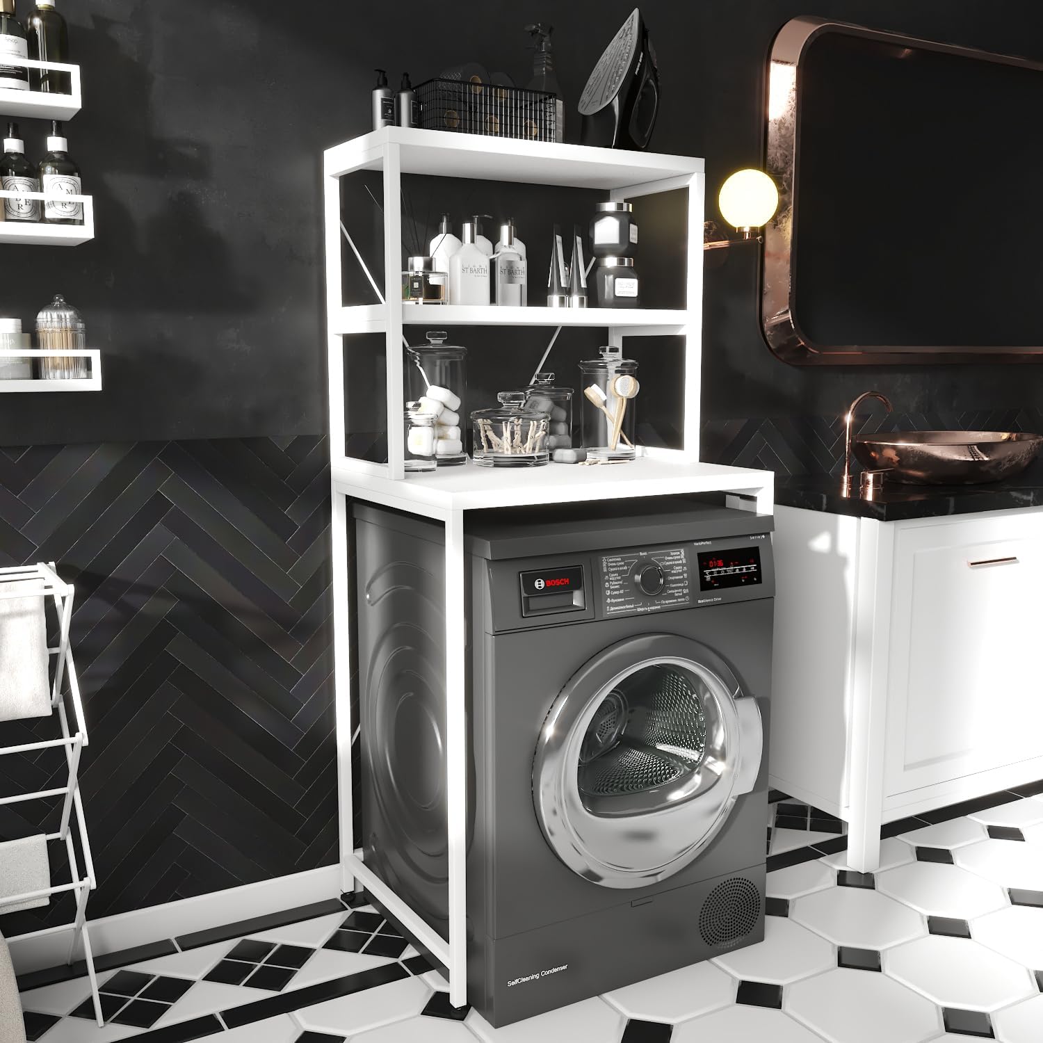 Washelf White White Washing Machine Shelf Rack Main Image