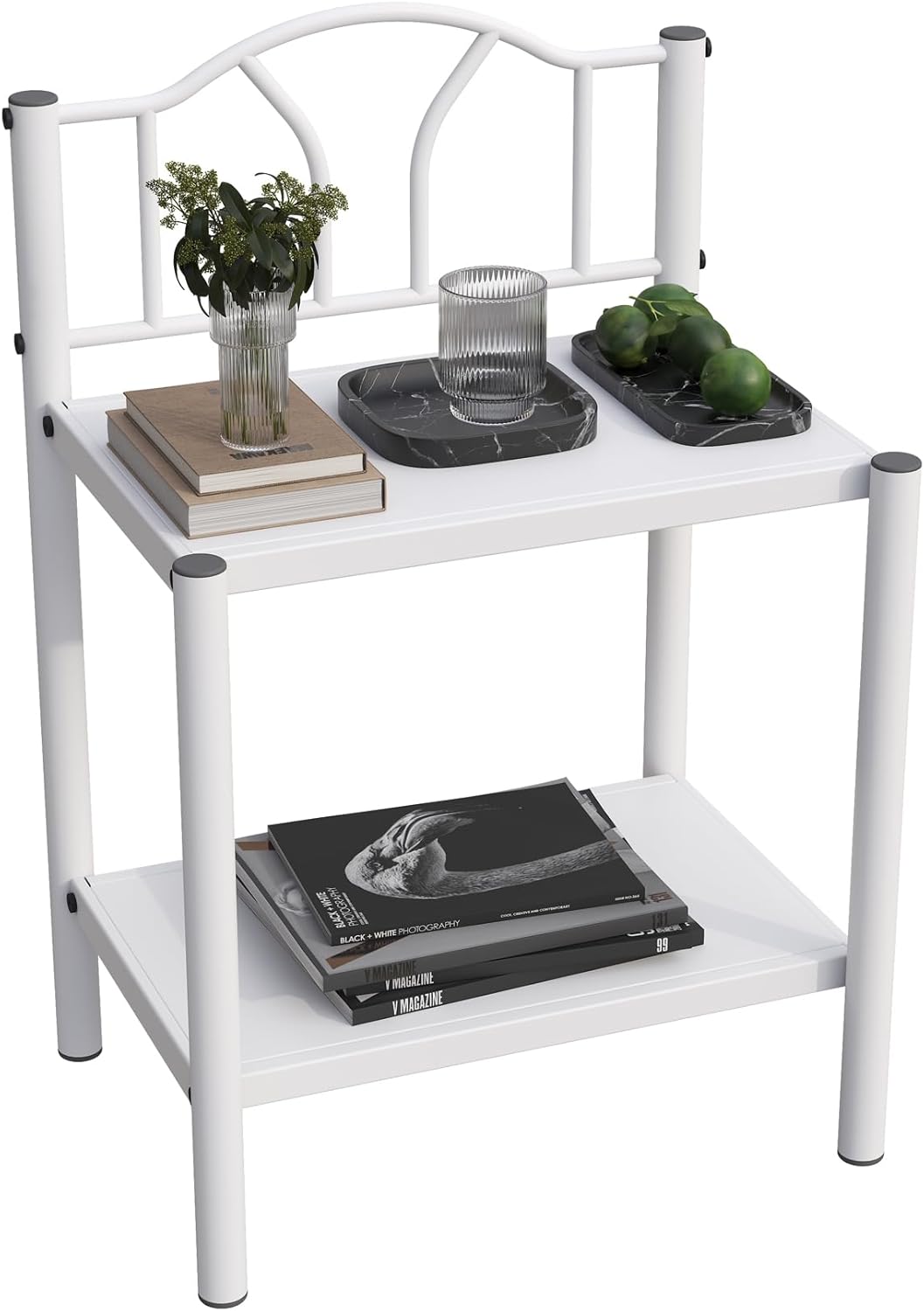 Bella White Metal Nightstand bedside table Main Image