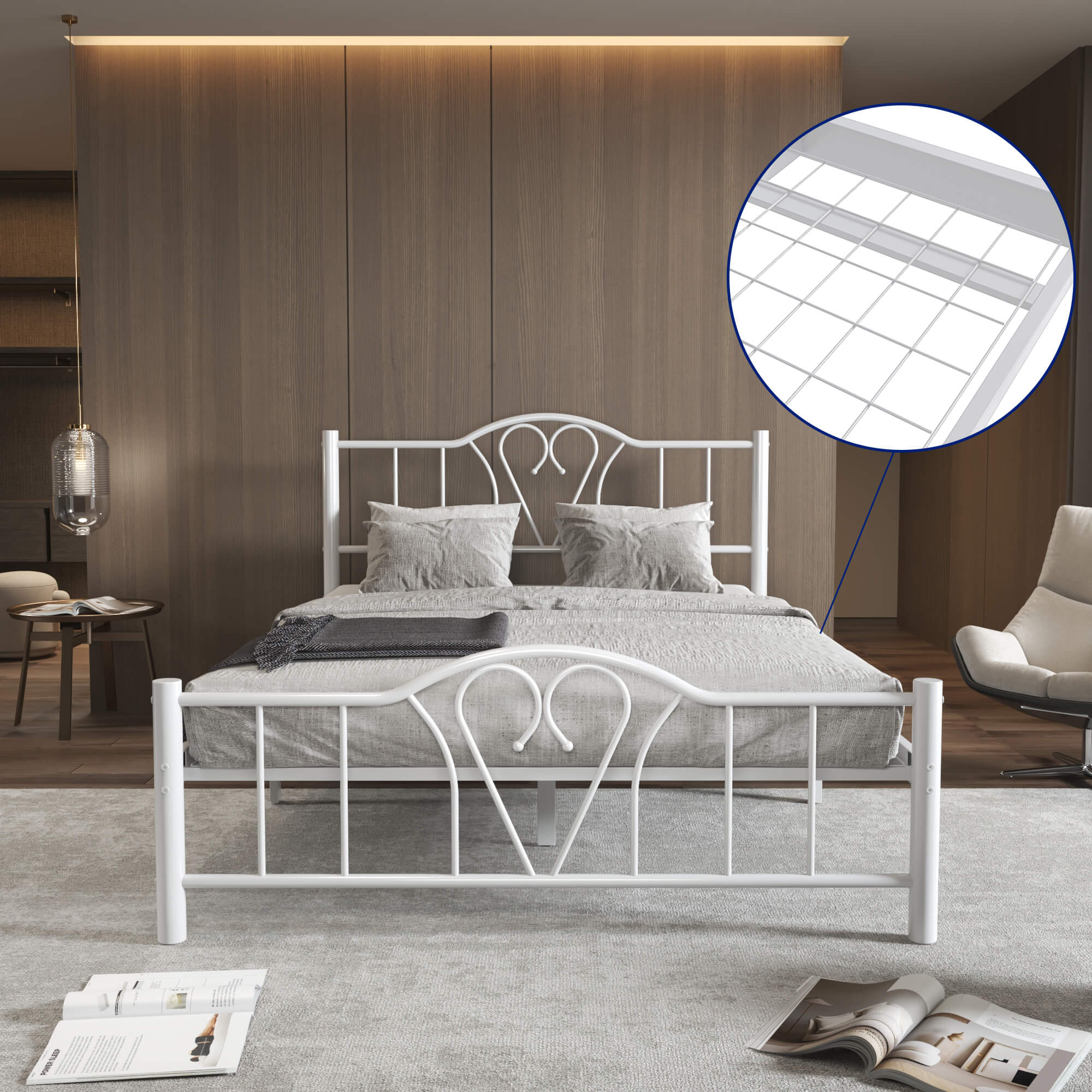 Orkide White King Sturdy Metal Bed Frame Main Image