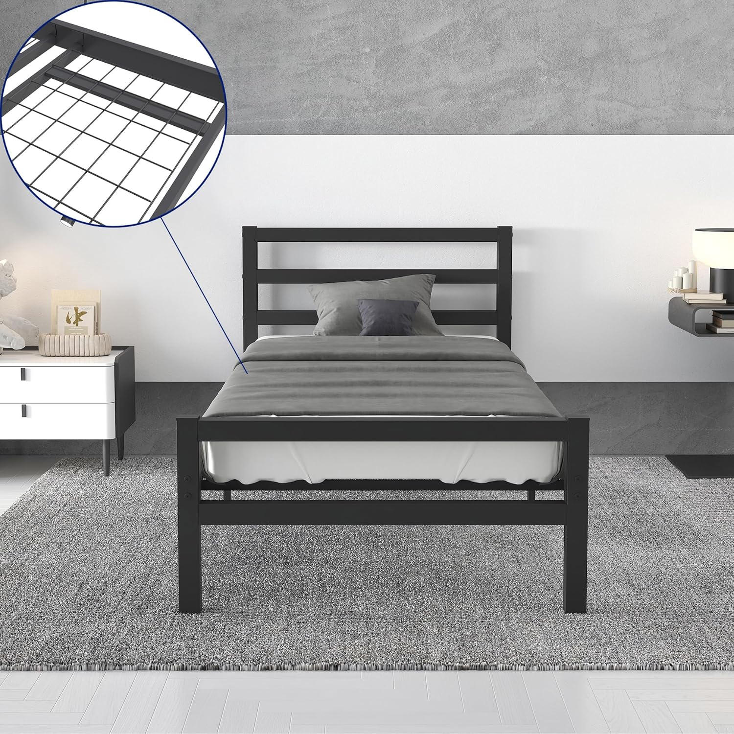 Buhara 3ft Single Black heavy duty mesh base bed frame Main Image