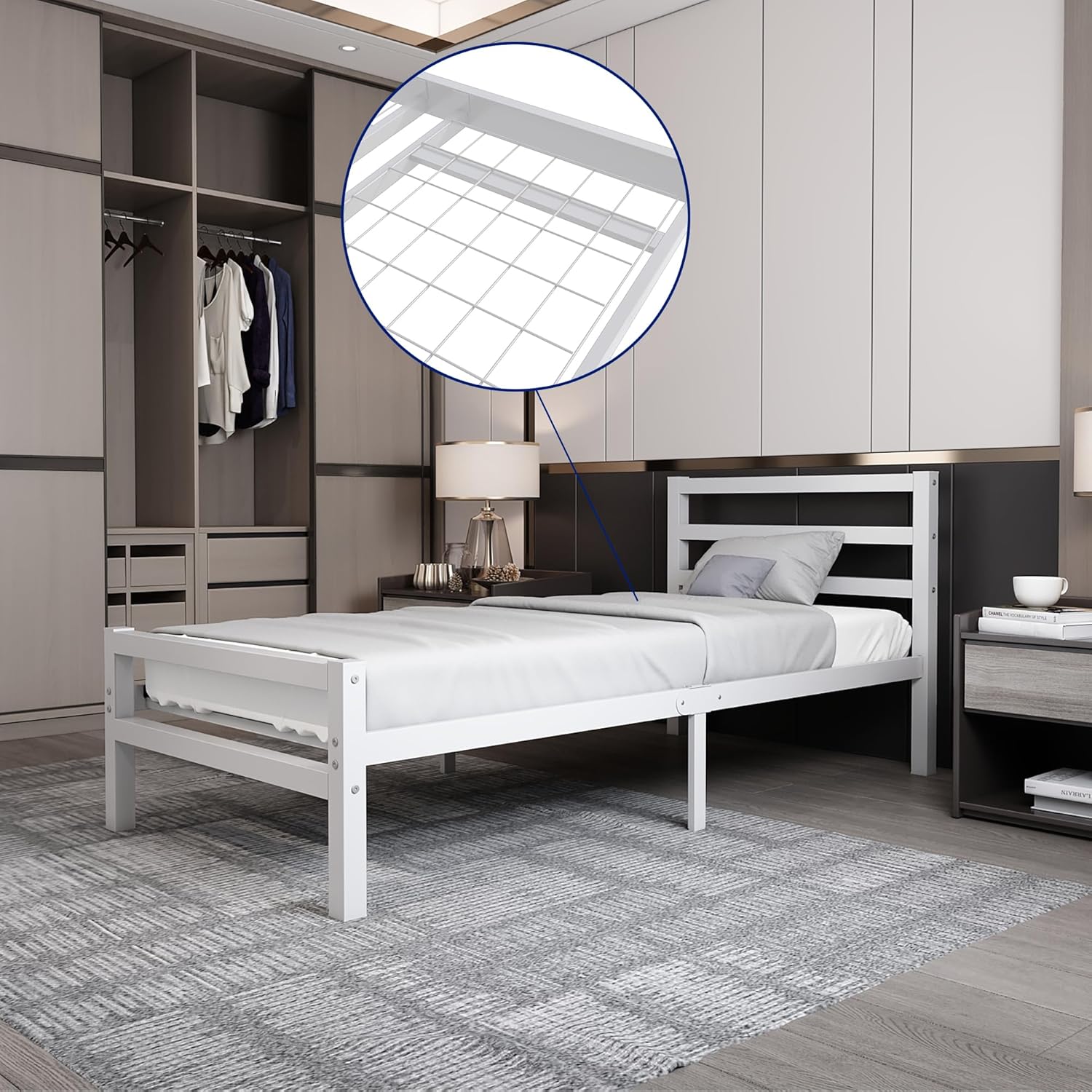 Buhara 3ft Single White heavy duty mesh base bed frame Main Image