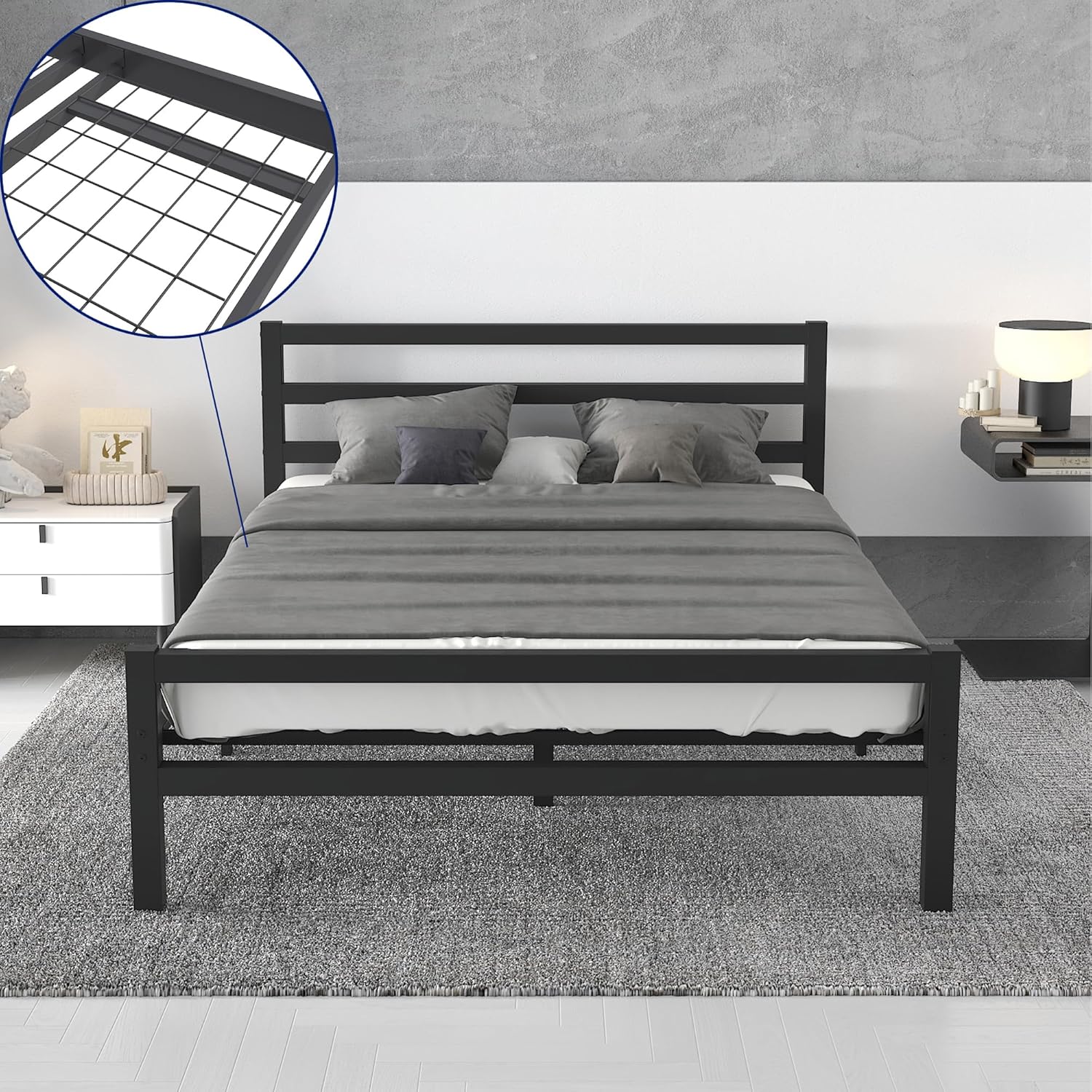 Buhara 4ft Small Double Black heavy duty mesh base bed frame Main Image