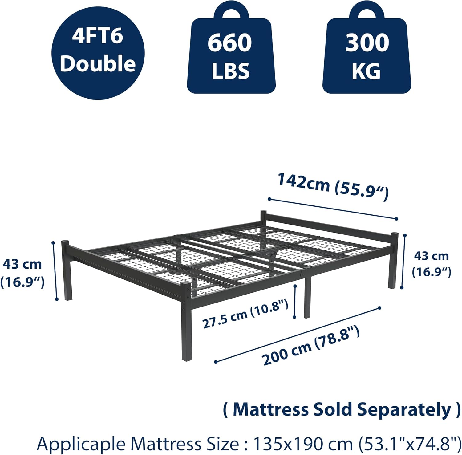 Felix 4ft6 Double Black Rear View