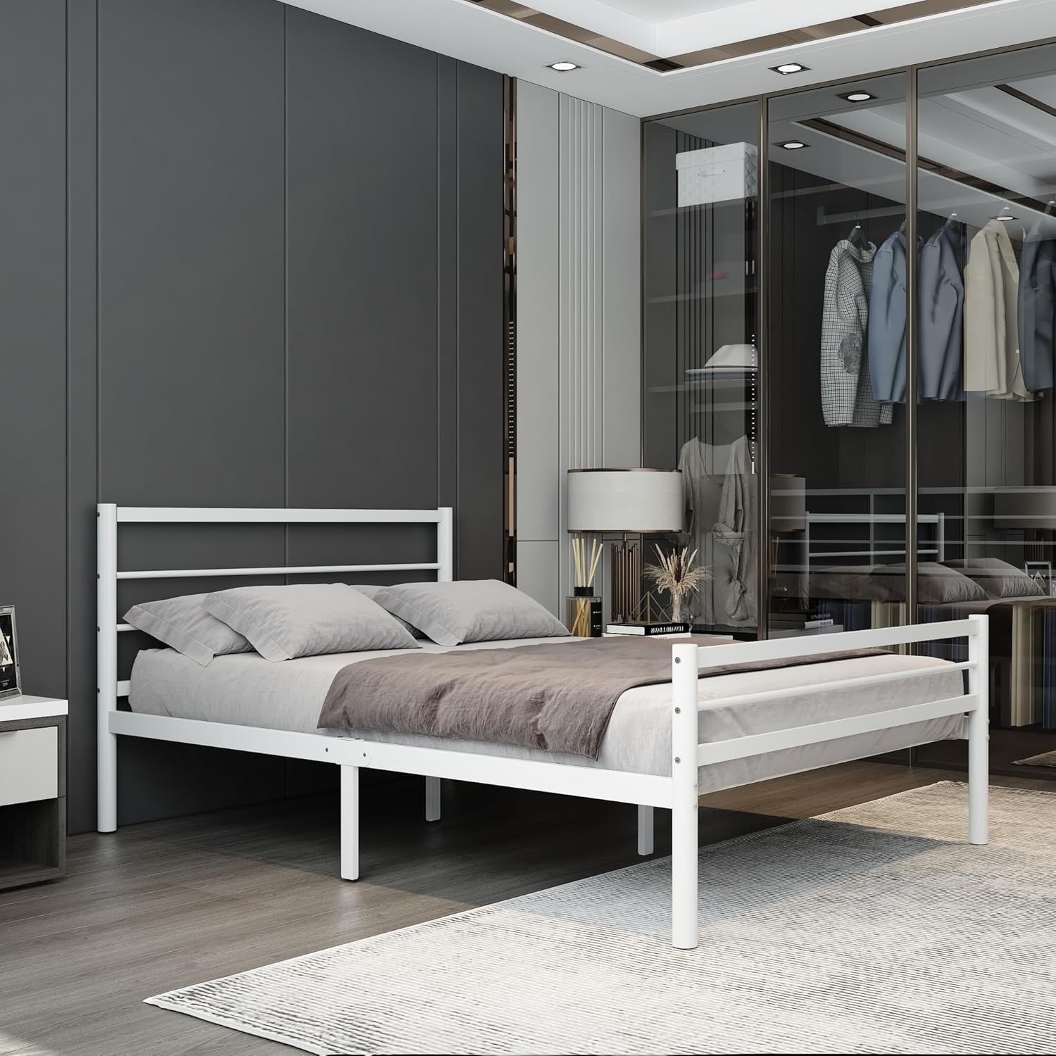 Chester 4ft6 Double White Bed Front View