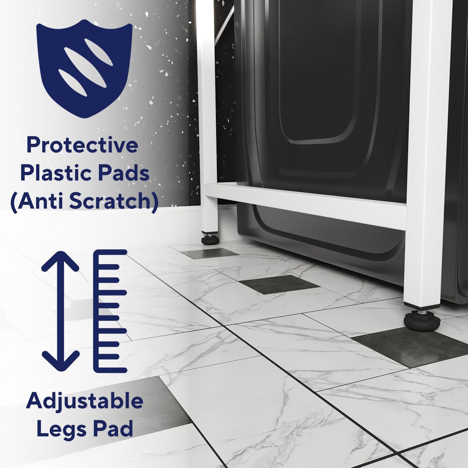 Washelf White Walnut Washing Machine Shelf Rack Rear View