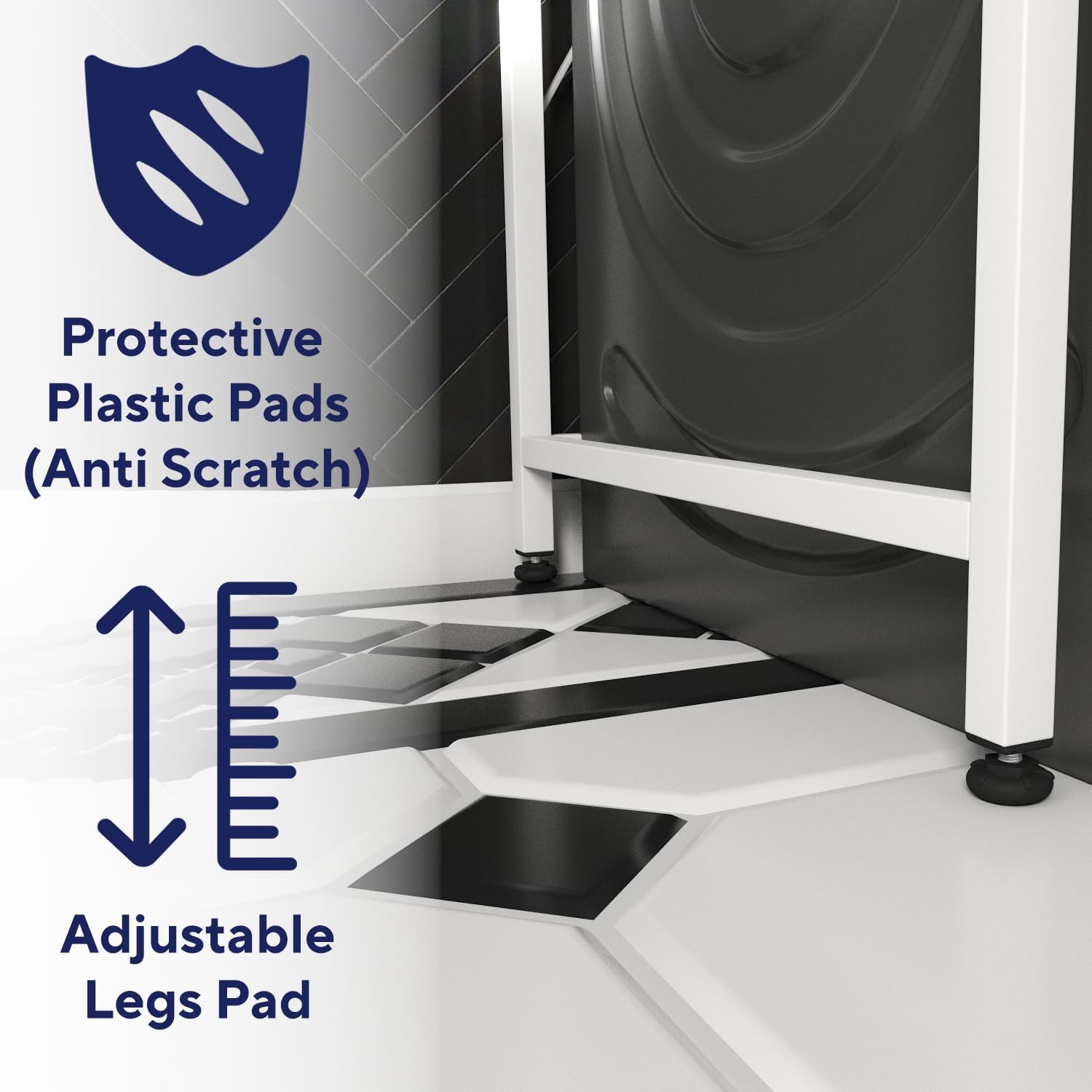 Washelf White White Washing Machine Shelf Rack Rear View