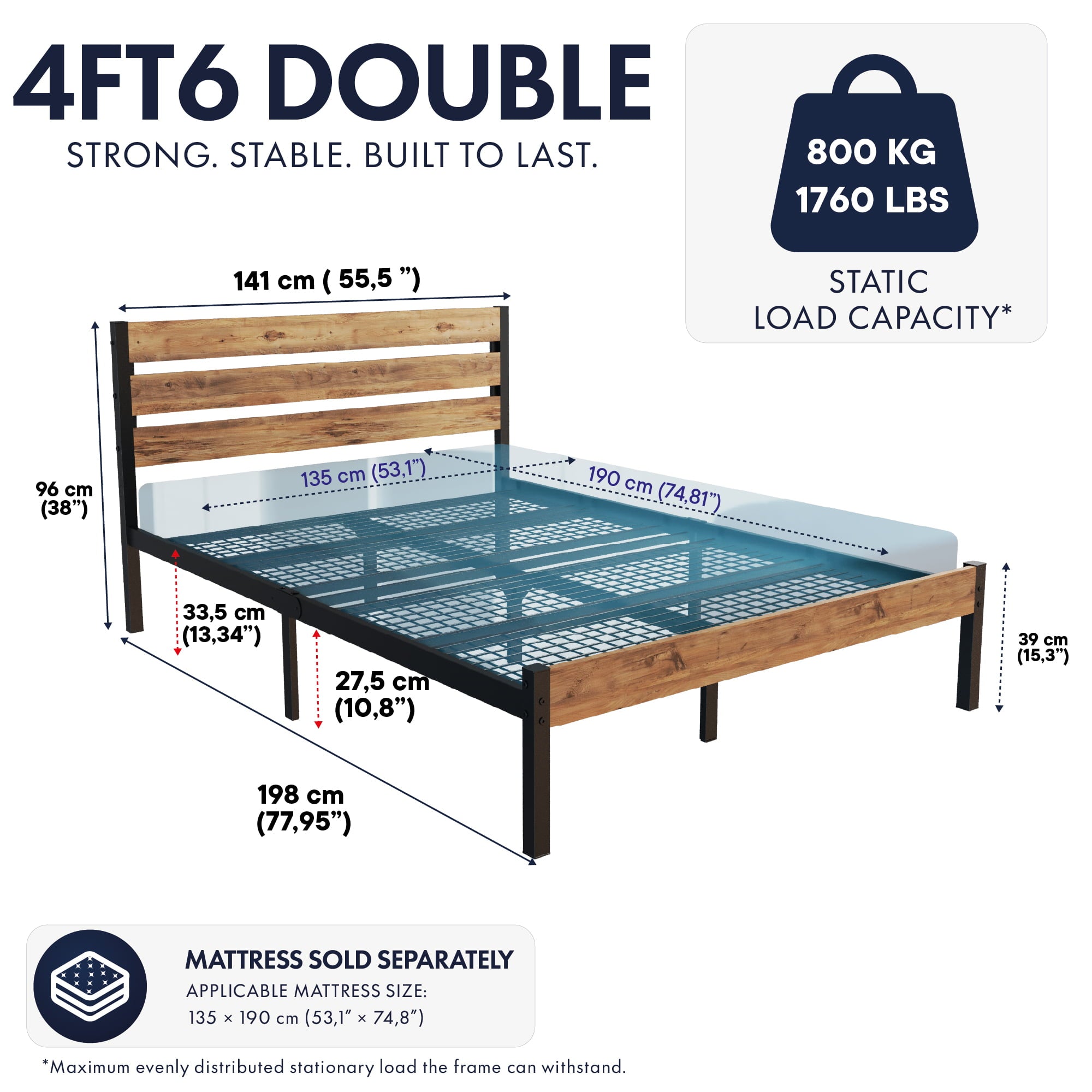 Arowana Bed Frame Double Size Dimensions