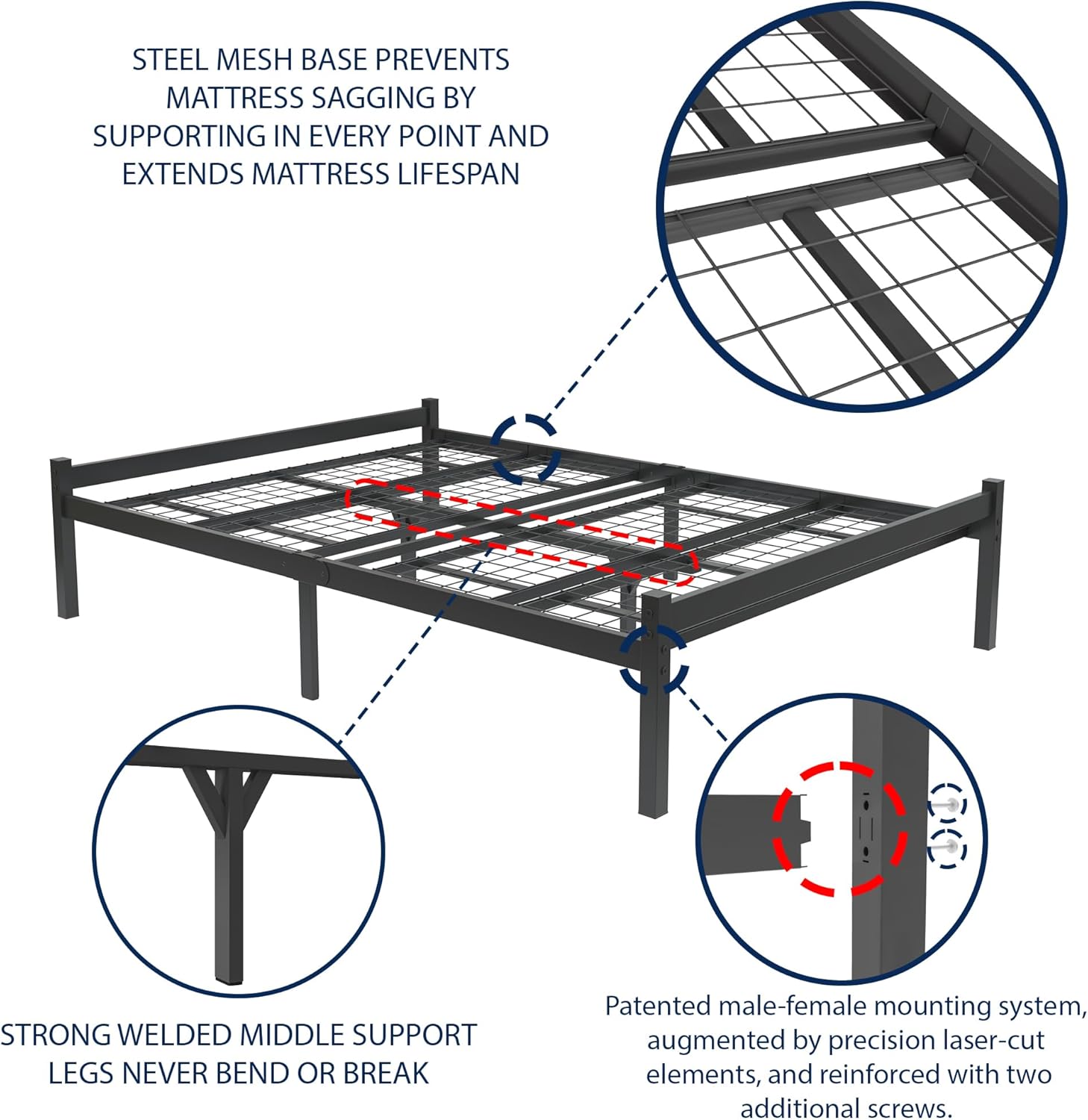 Felix 4ft6 Double Black Side View