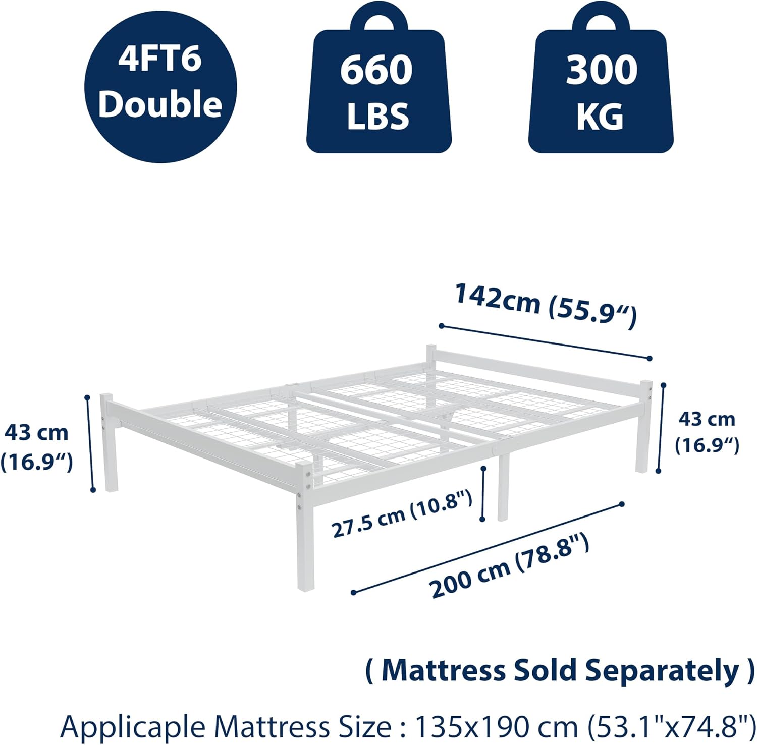 Felix 4ft6 Double White Rear View