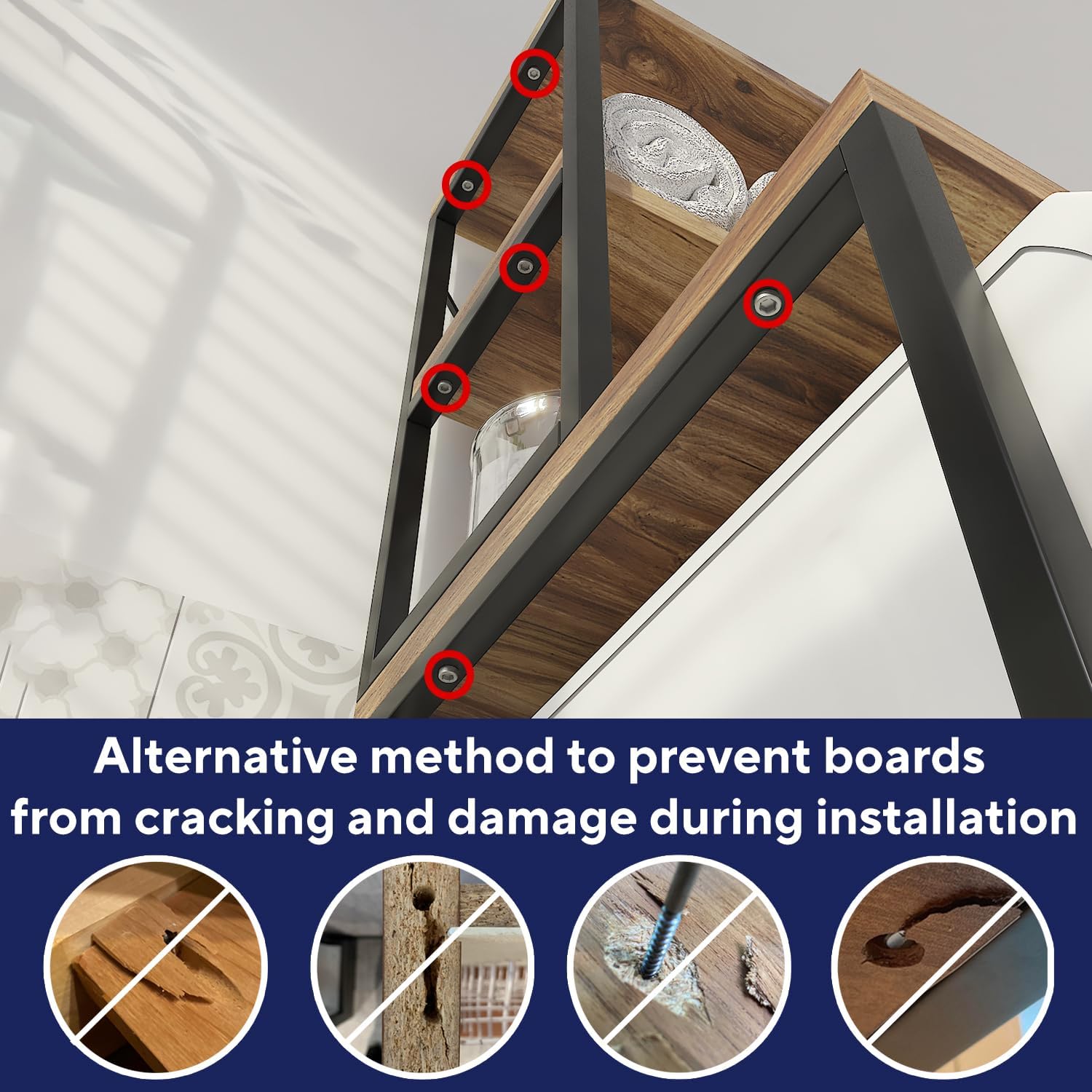 Washelf Black Walnut Washing Machine Shelf Rack Side View