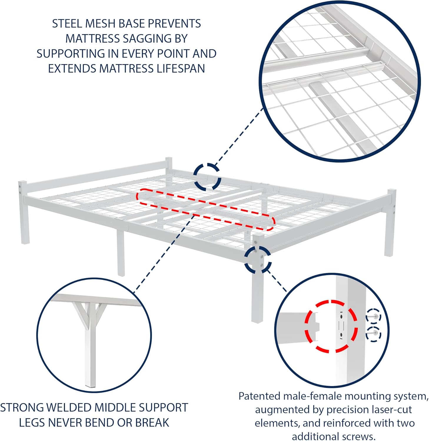 Felix 4ft6 Double White Side View