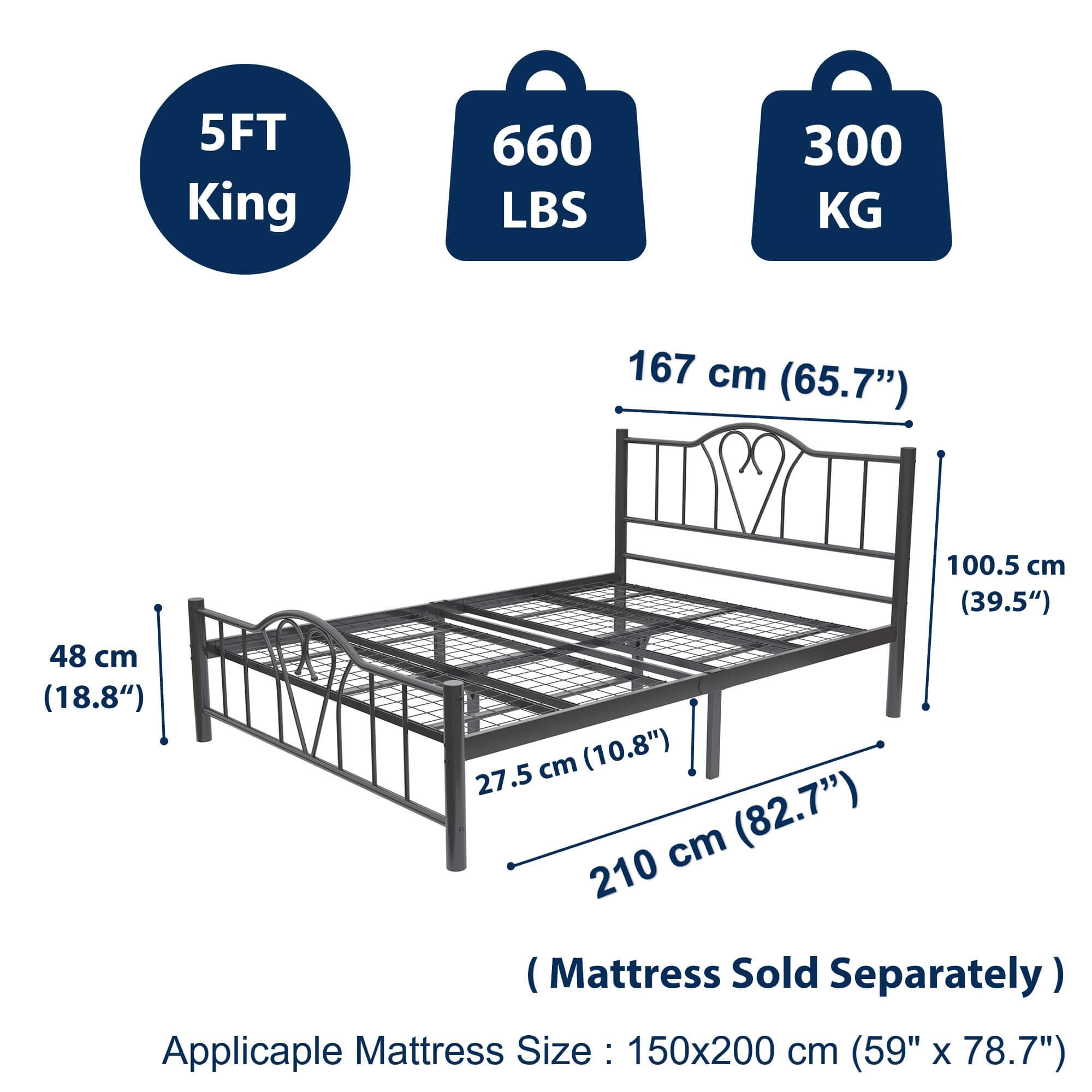 Orkide Black King Sturdy Metal Bed Frame Feature-2