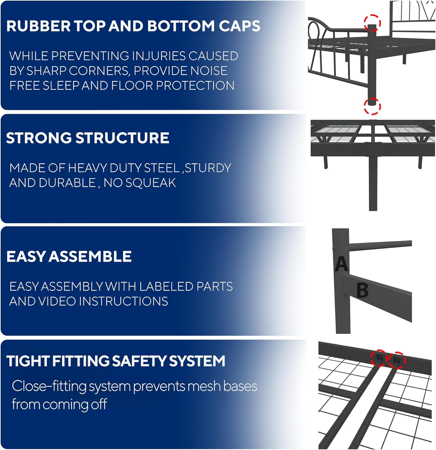 Orkide 4ft6 Double Black Bed Feature