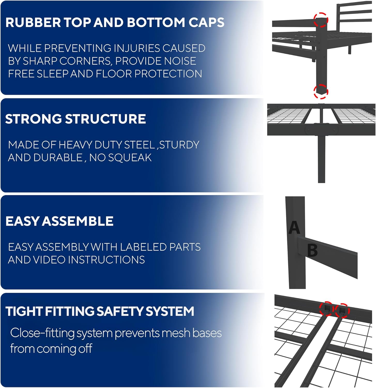 Buhara 3ft Single Black heavy duty mesh base bed frame Property