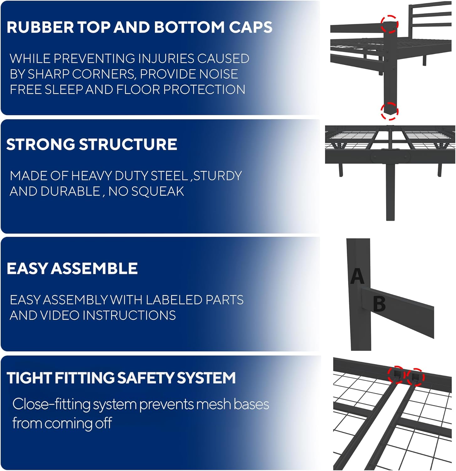 Buhara 4ft Small Double Black heavy duty mesh base bed frame Property