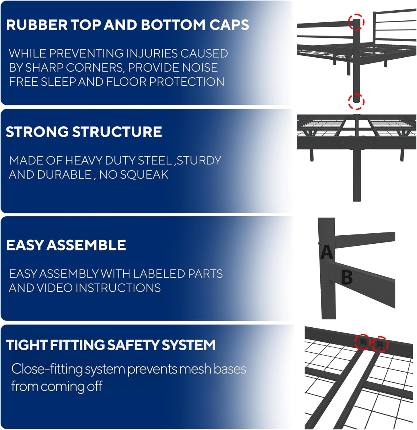 Chester 4ft6 Double Black Bed Feature