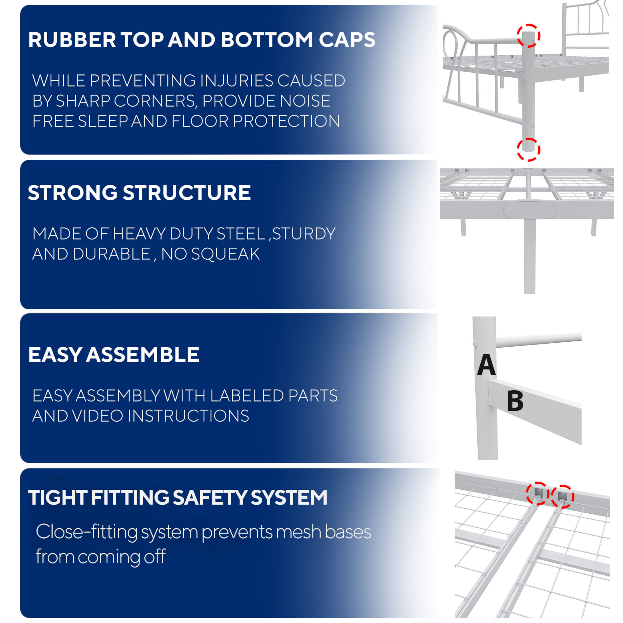 Orkide Black King Sturdy Metal Bed Frame Rear Image