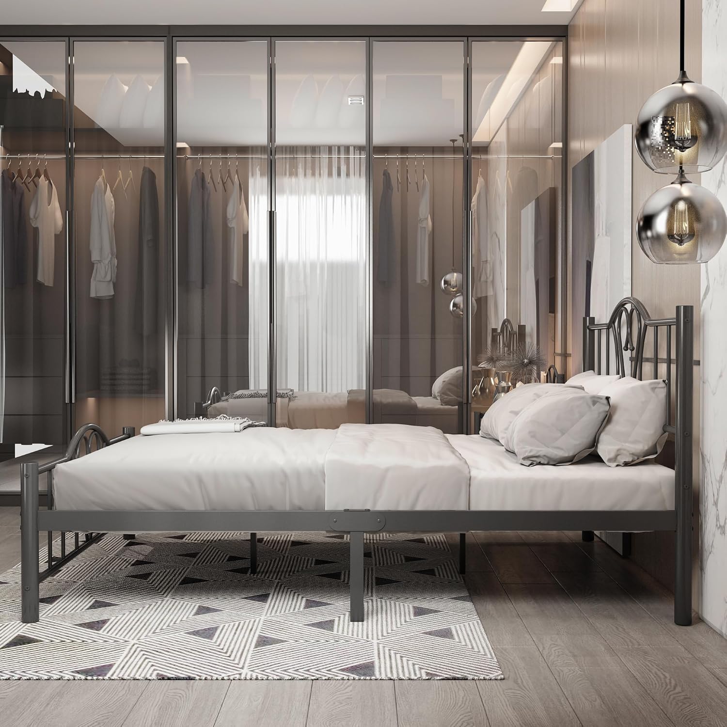 Orkide 4ft6 Double Black Bed Bottom View