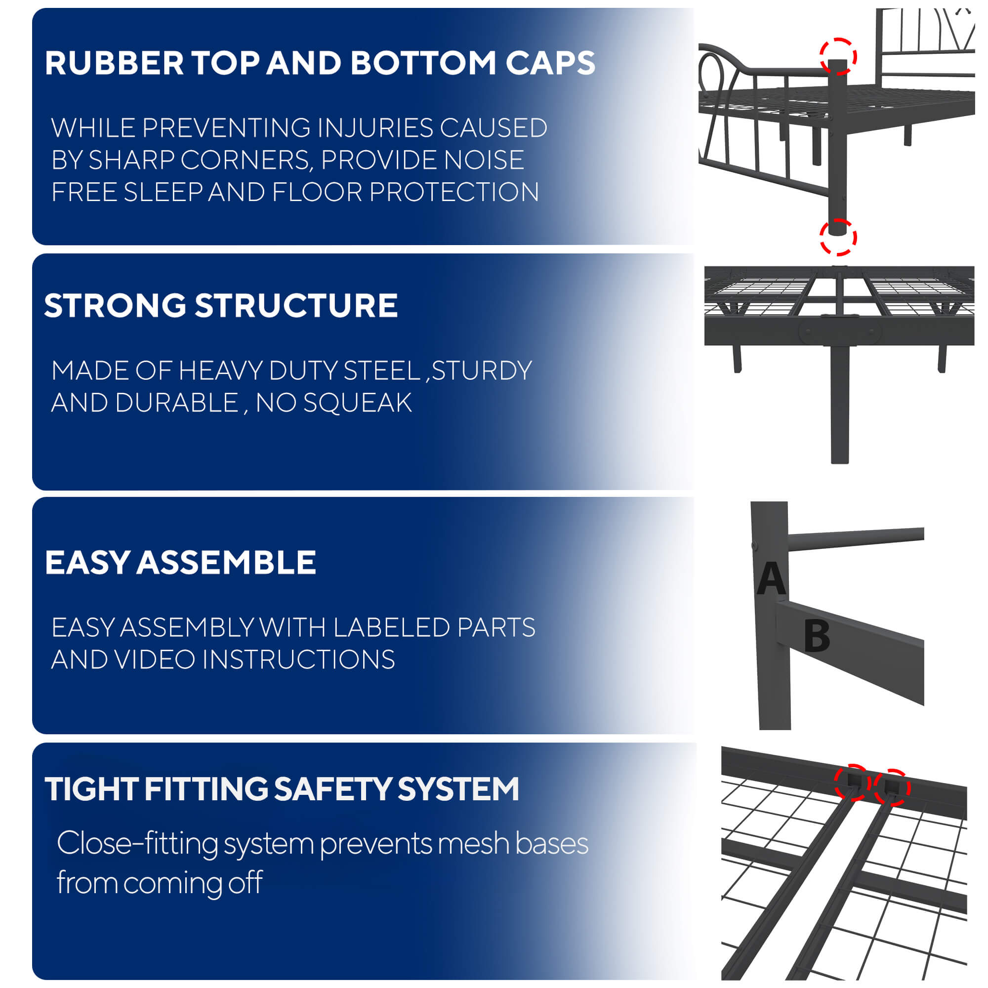 Orkide Black King Sturdy Metal Bed Frame Feature-3