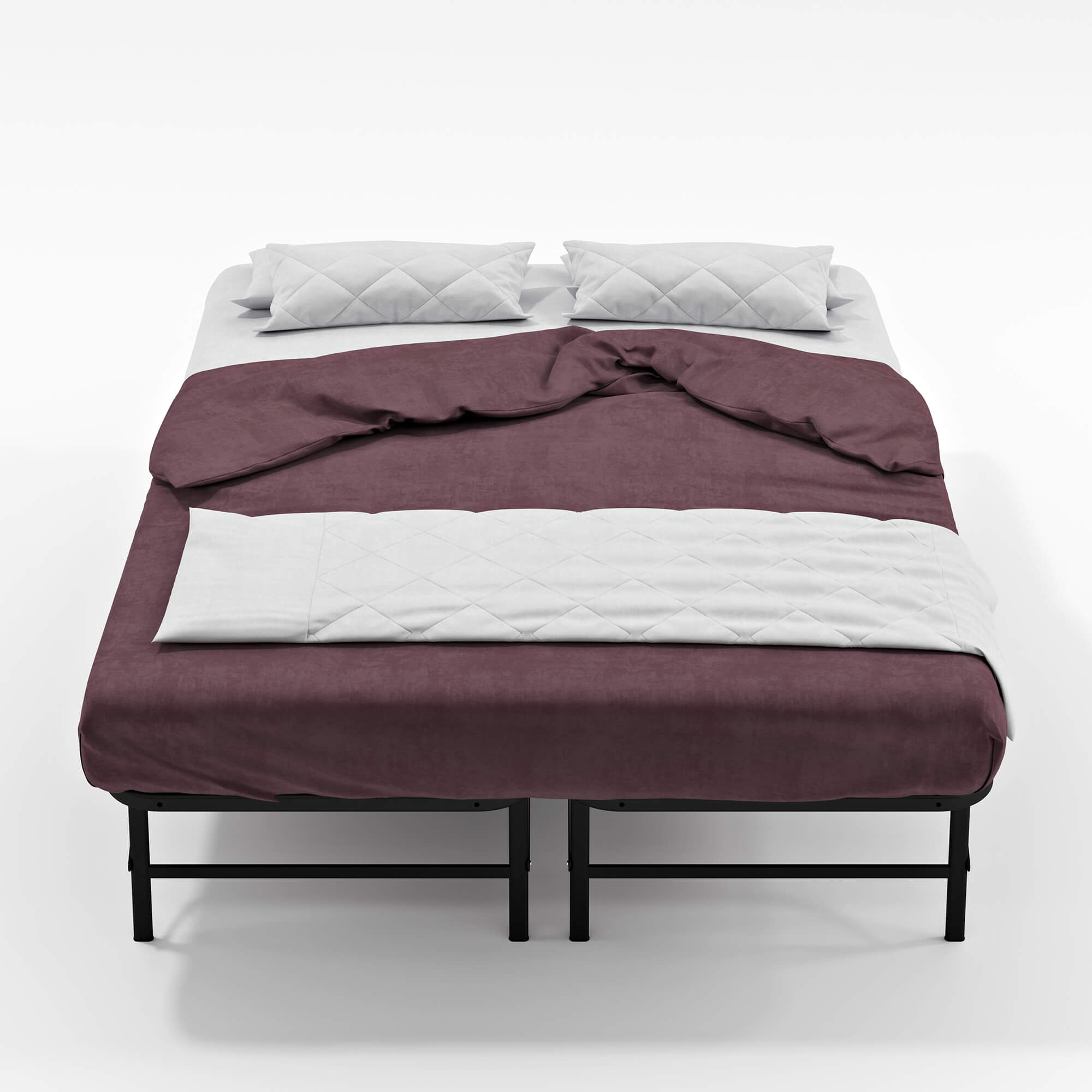 Smartbase 4ft6 Double Black Folding Bed Front View