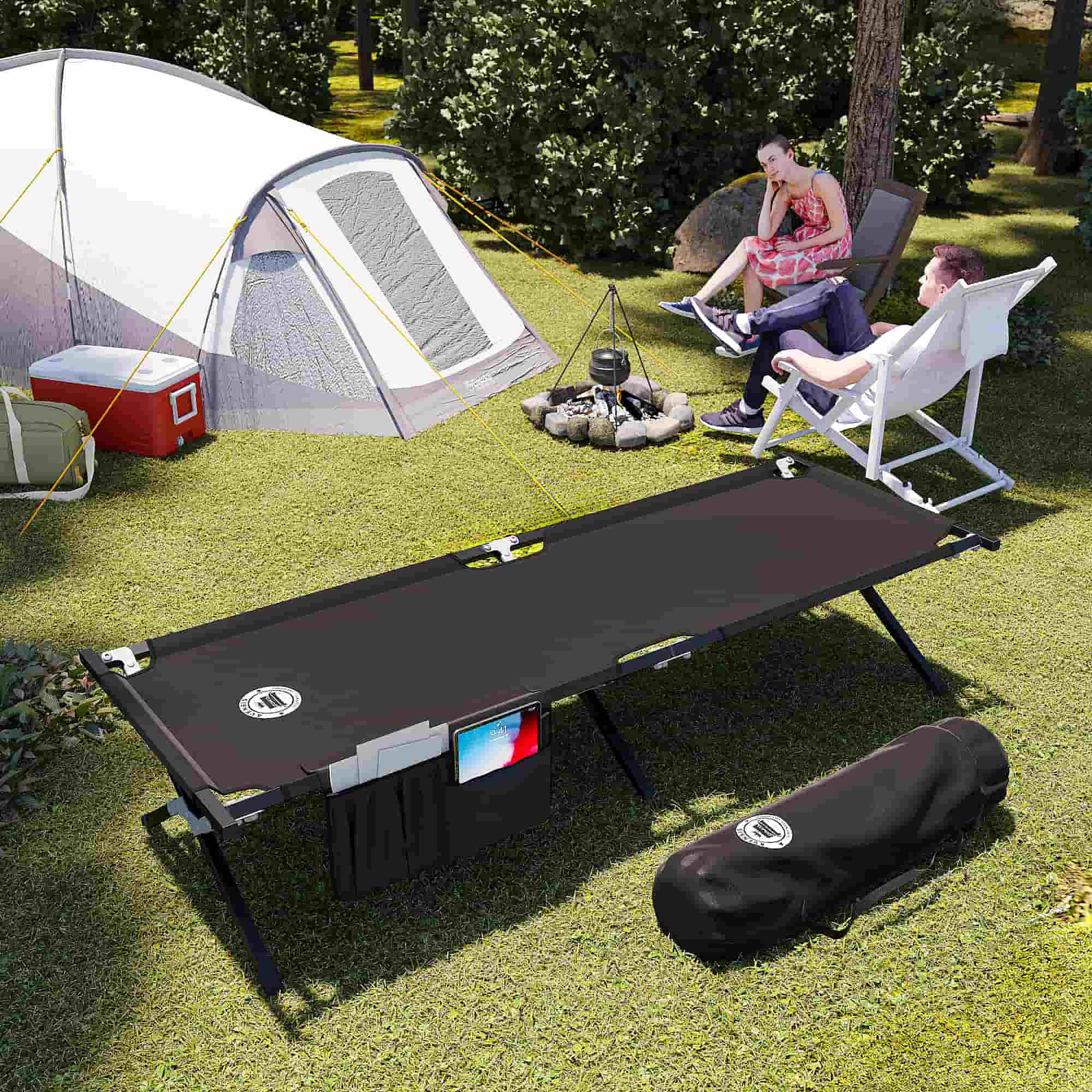 Folding Camping Bed, Heavy Duty Camping Cot Front View
