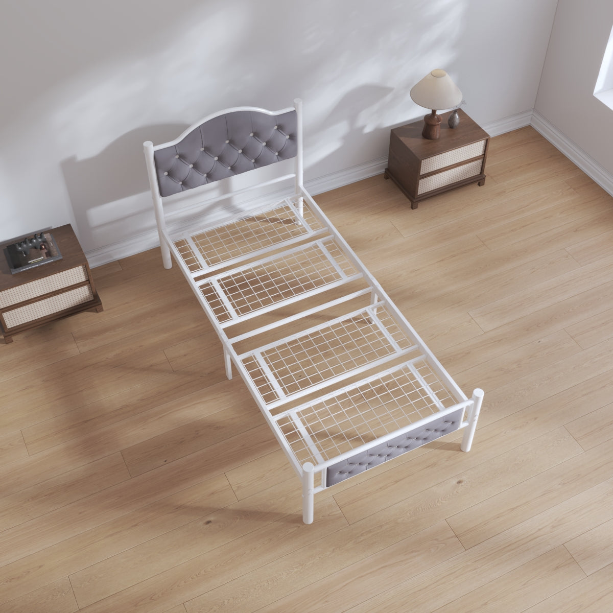 Milan 3ft Single White Grey Bed Top View