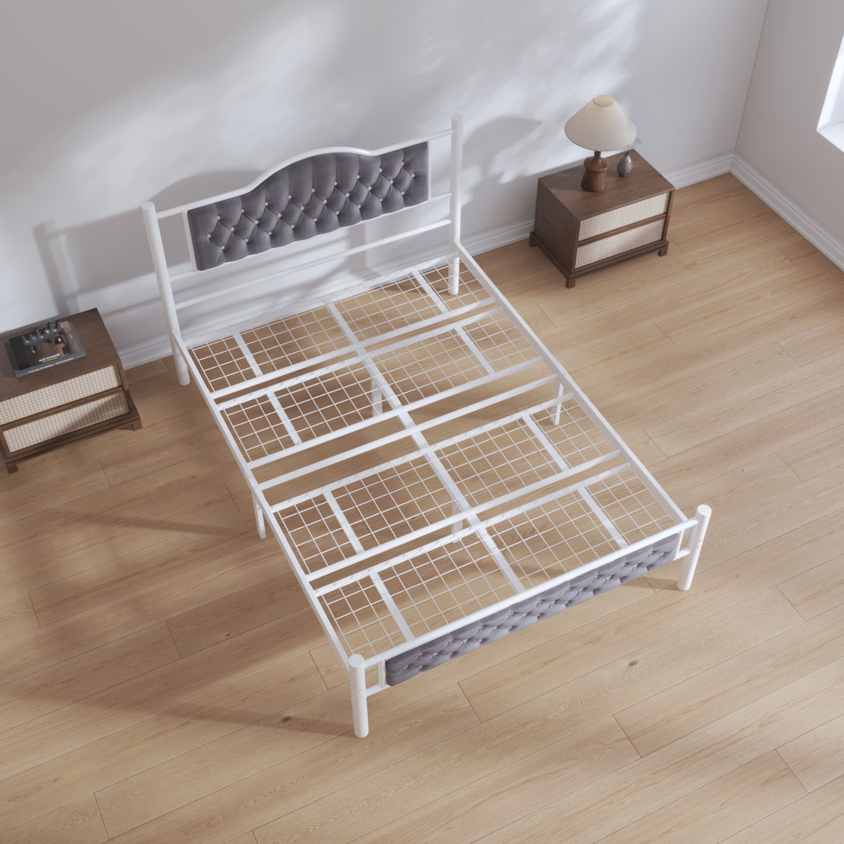 Milan 4ft Small Double White Grey Bed Top View