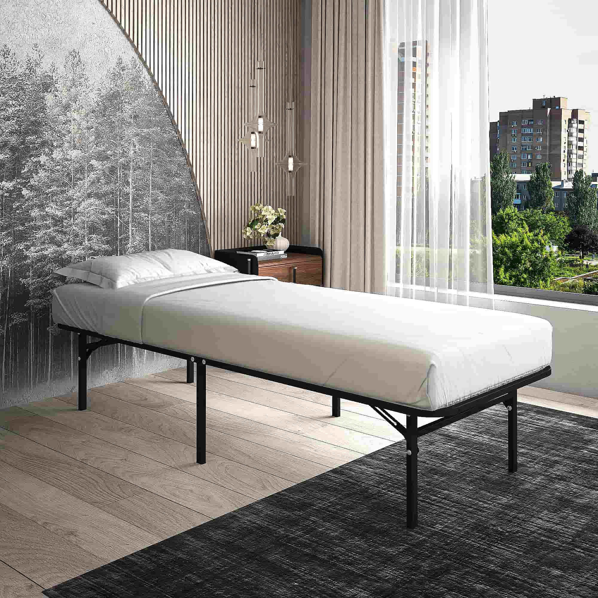 Smartbase 3ft Single Black Folding Bed Front View