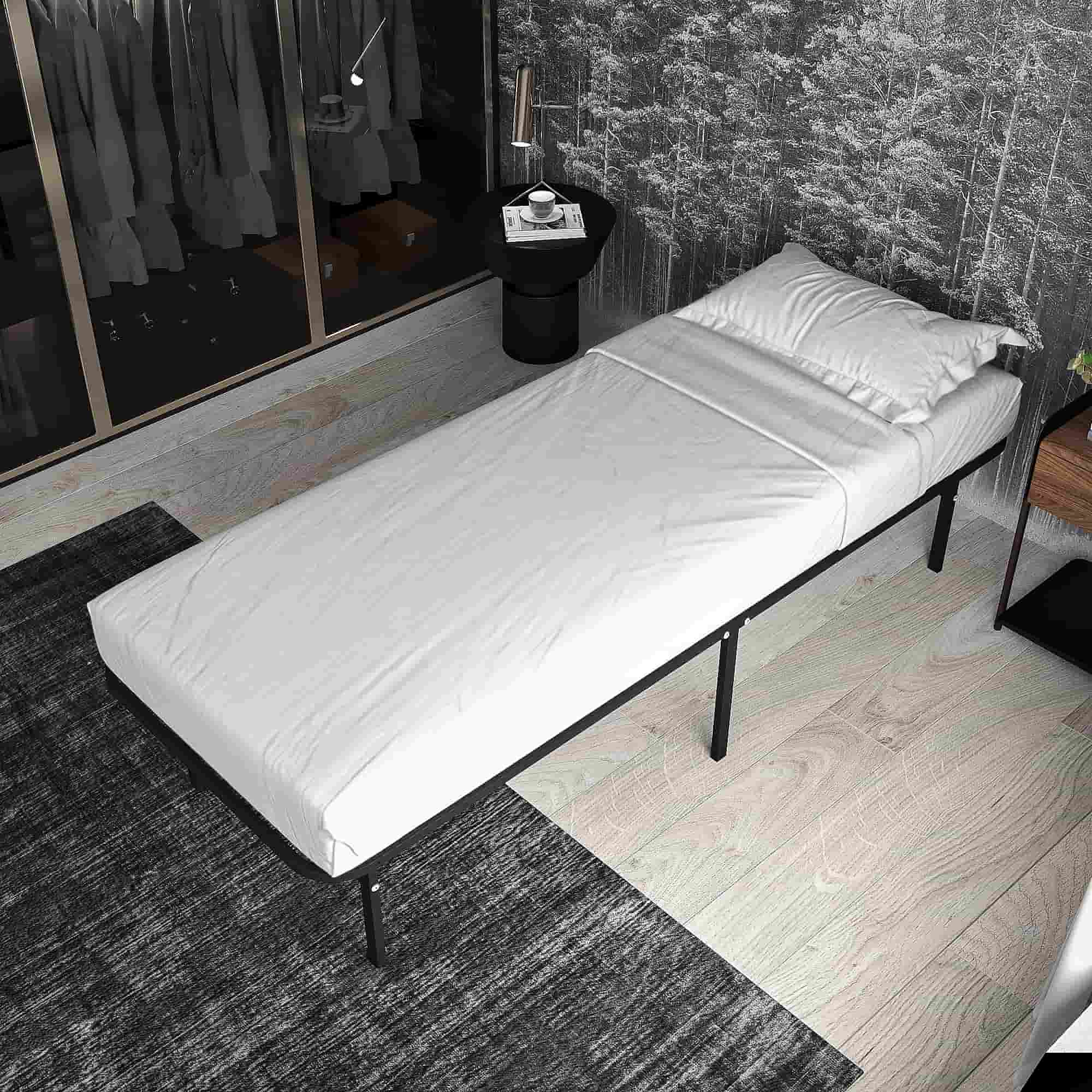 Smartbase 3ft Single Black Folding Bed Side View