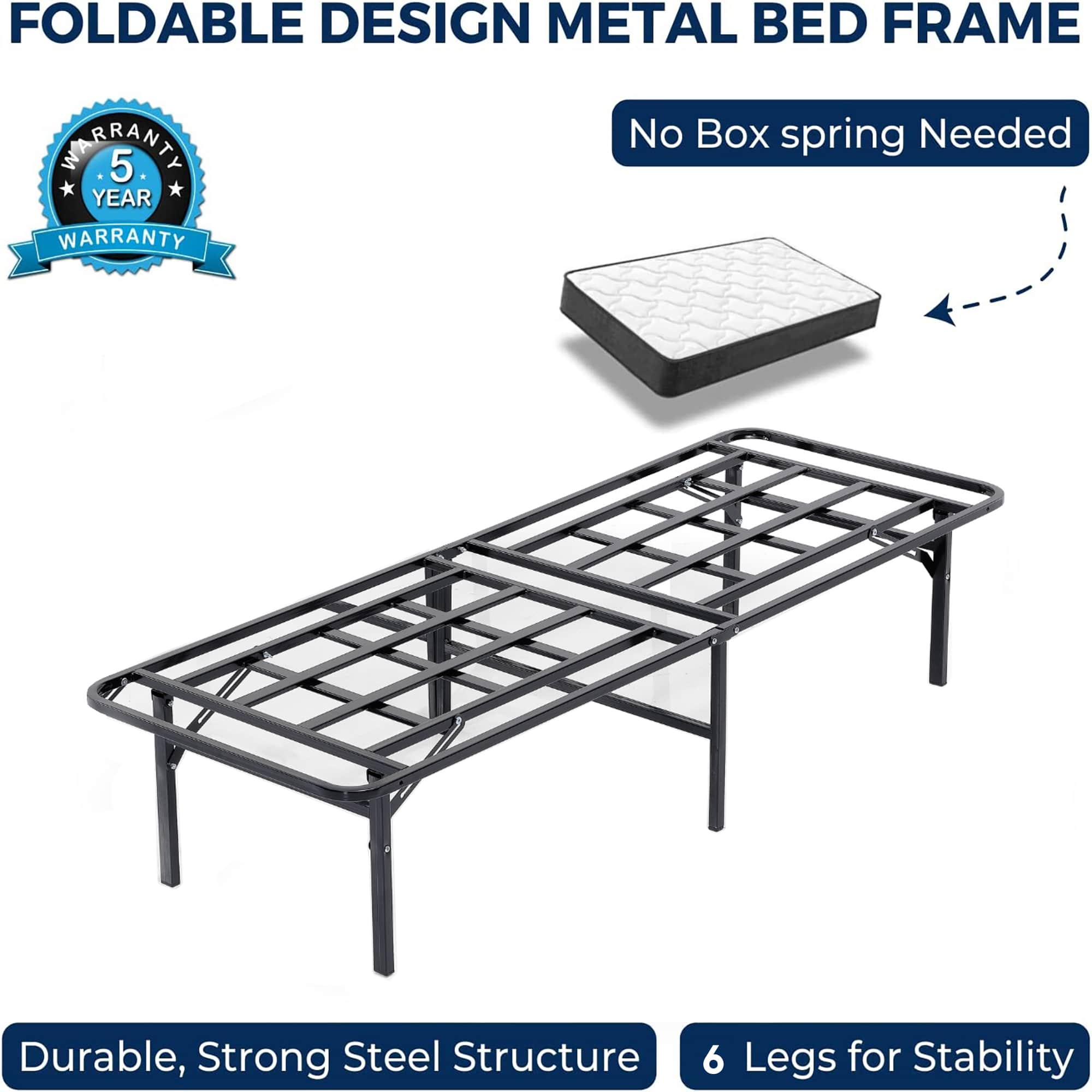 Smartbase 3ft Single Black Folding Bed Feature
