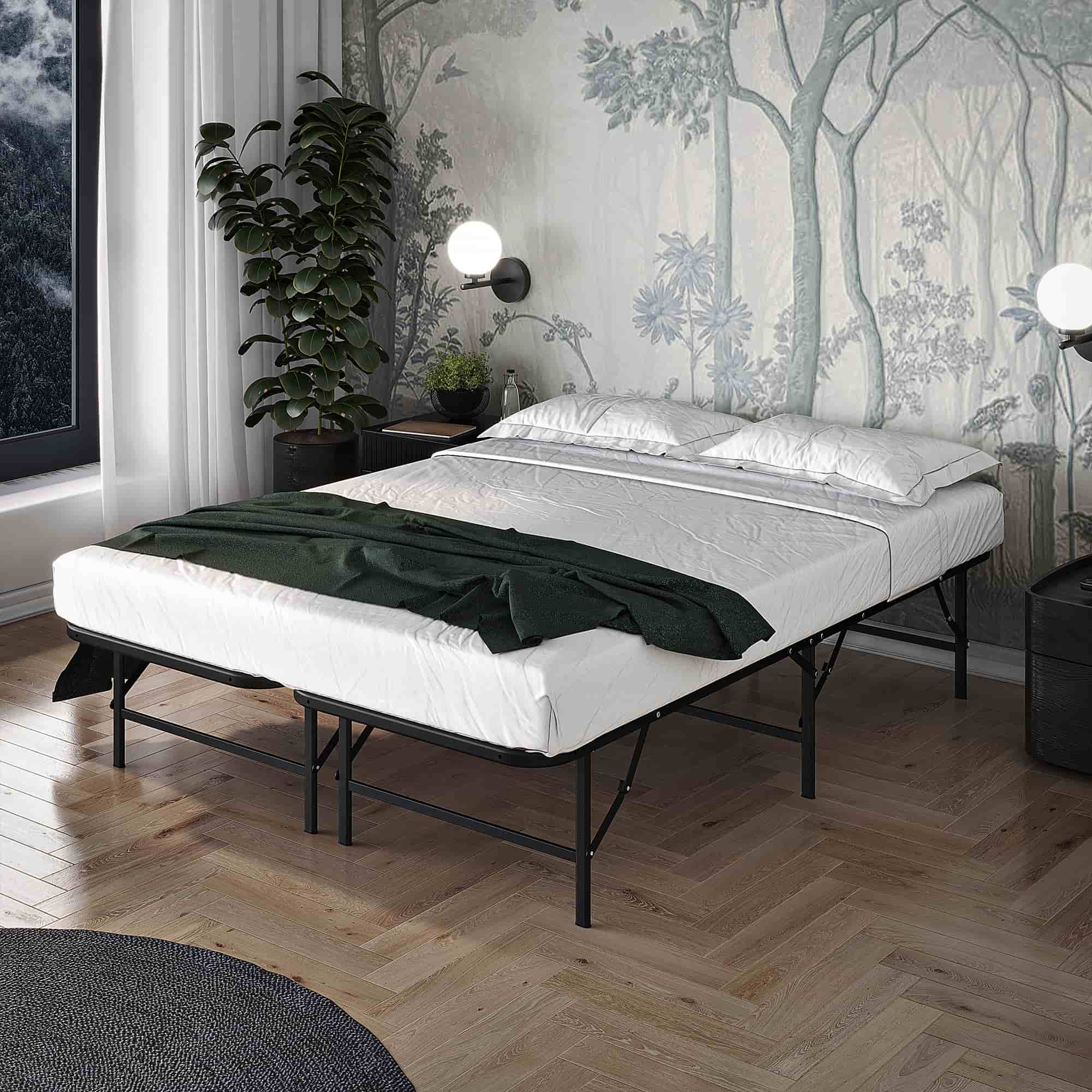 Smartbase Basic 4ft6 Double Black Folding Bed Rear View