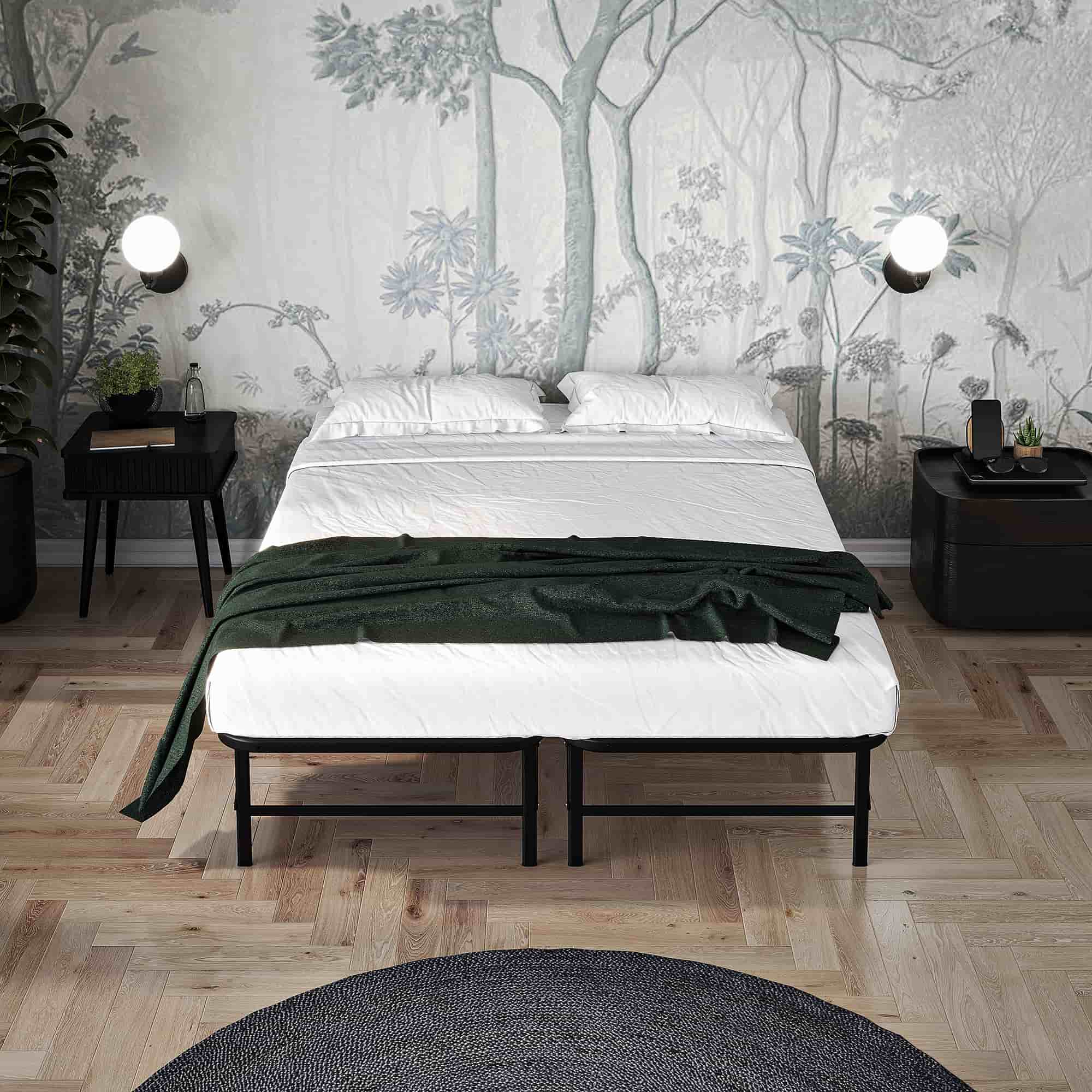 Smartbase Basic 4ft6 Double Black Folding Bed Front View