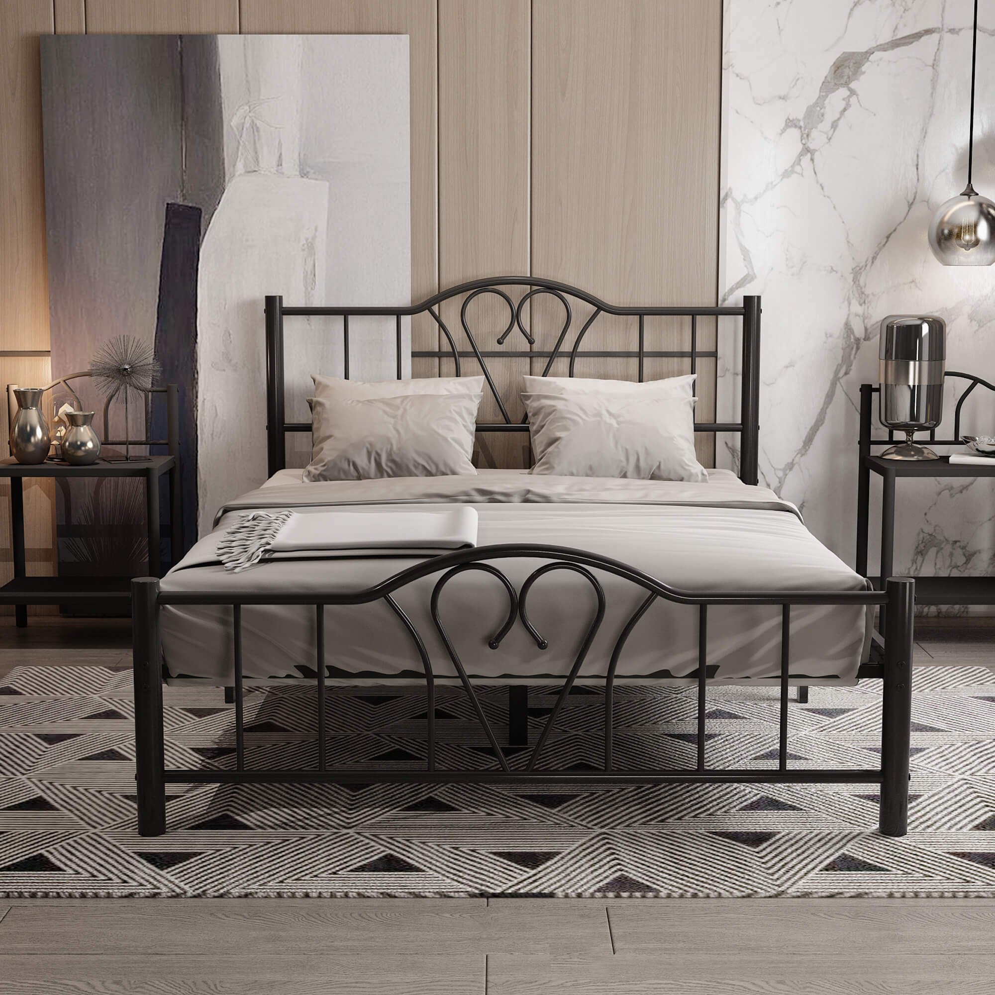 Orkide Bed Frame Heart Shaped Headboard Footboard