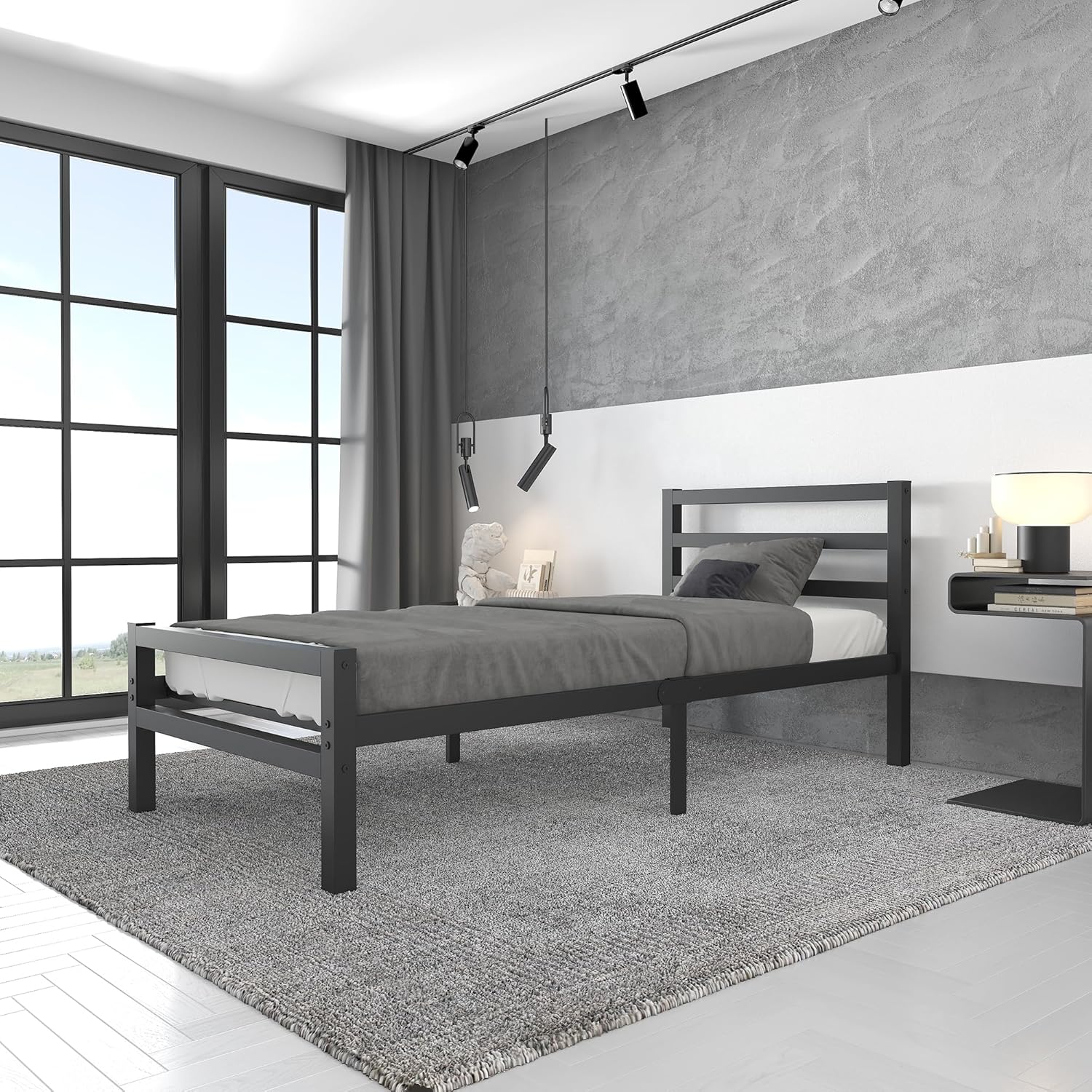 Buhara 3ft Single Black heavy duty mesh base bed frame Front View