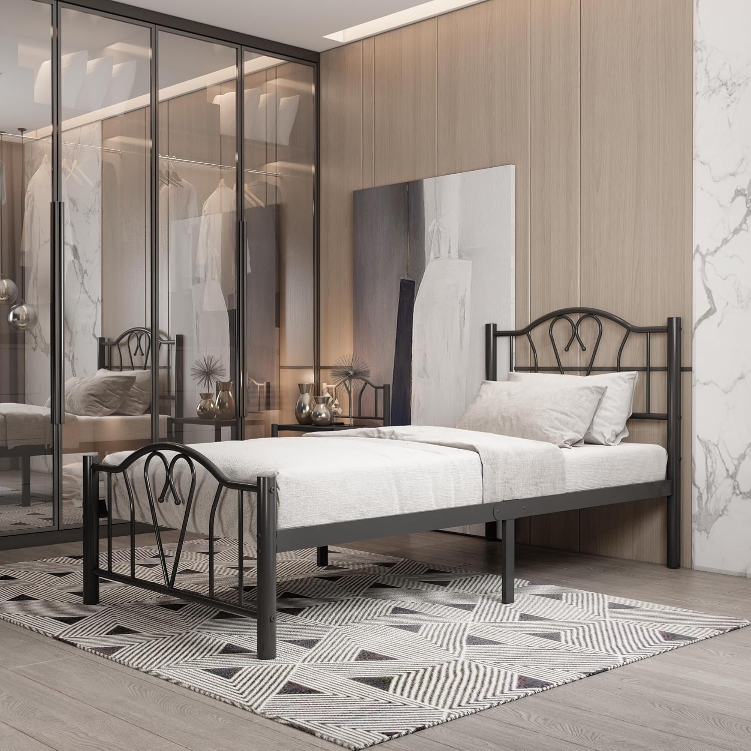 Orkide 3ft Single Black Bed Front View