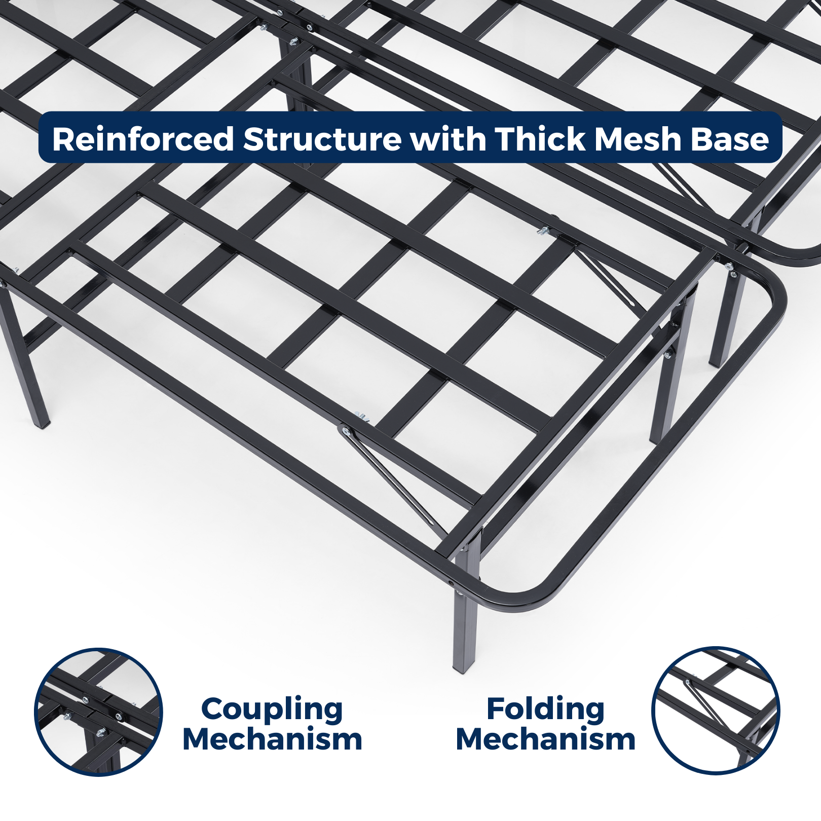 Smartbase 4ft Small Double Black Folding Bed Feature