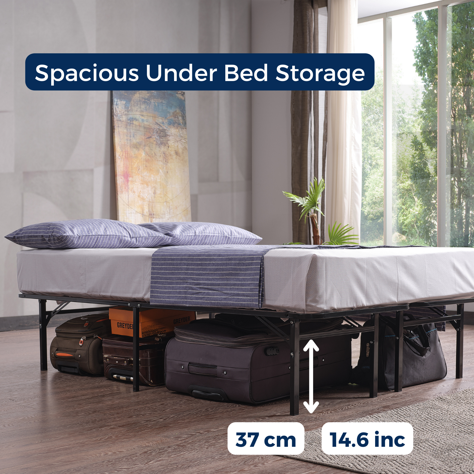 Smartbase 4ft Small Double Black Folding Bed Dimensions