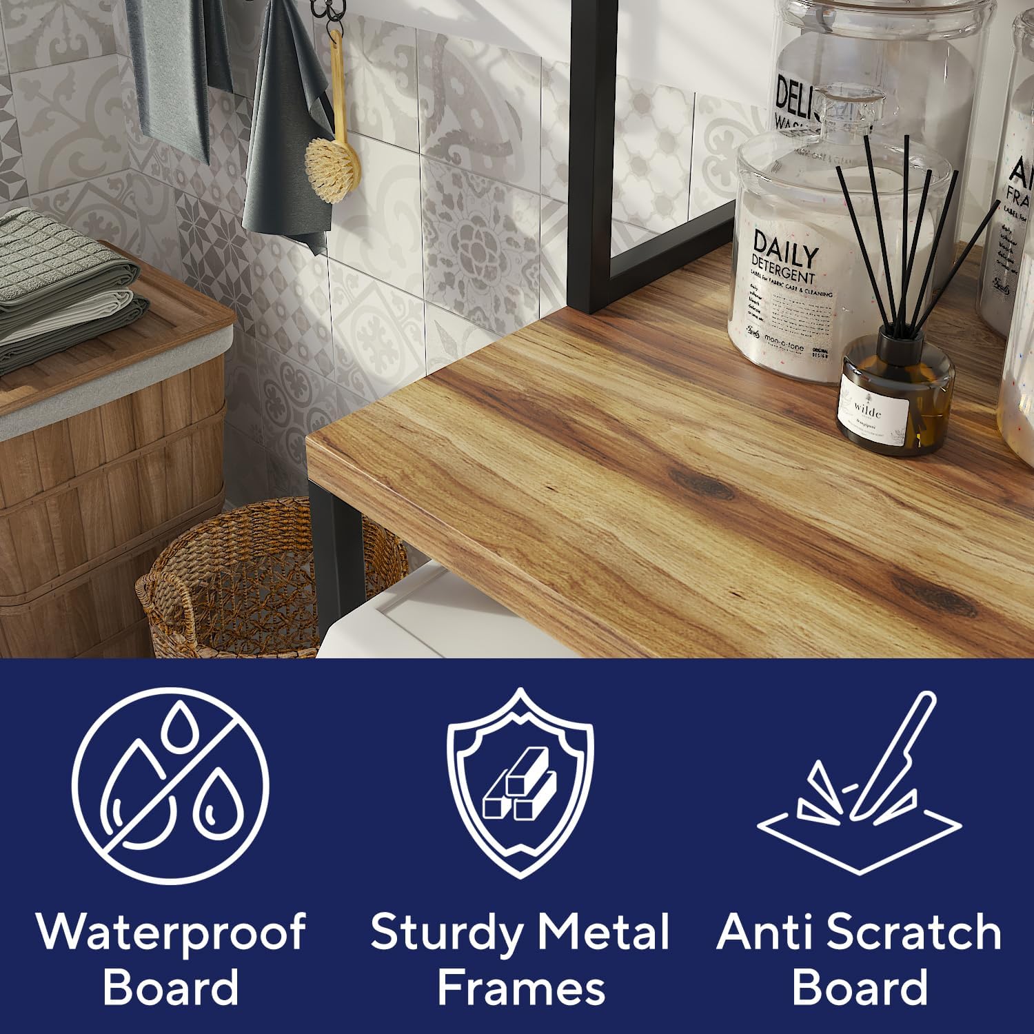 Washelf Black Walnut Washing Machine Shelf Rack Top View