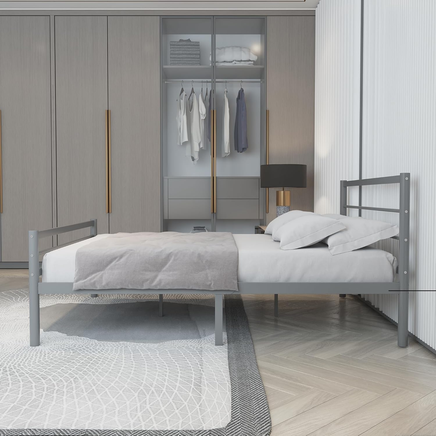 Chester 4ft6 Double Grey Silver Bed Bottom View