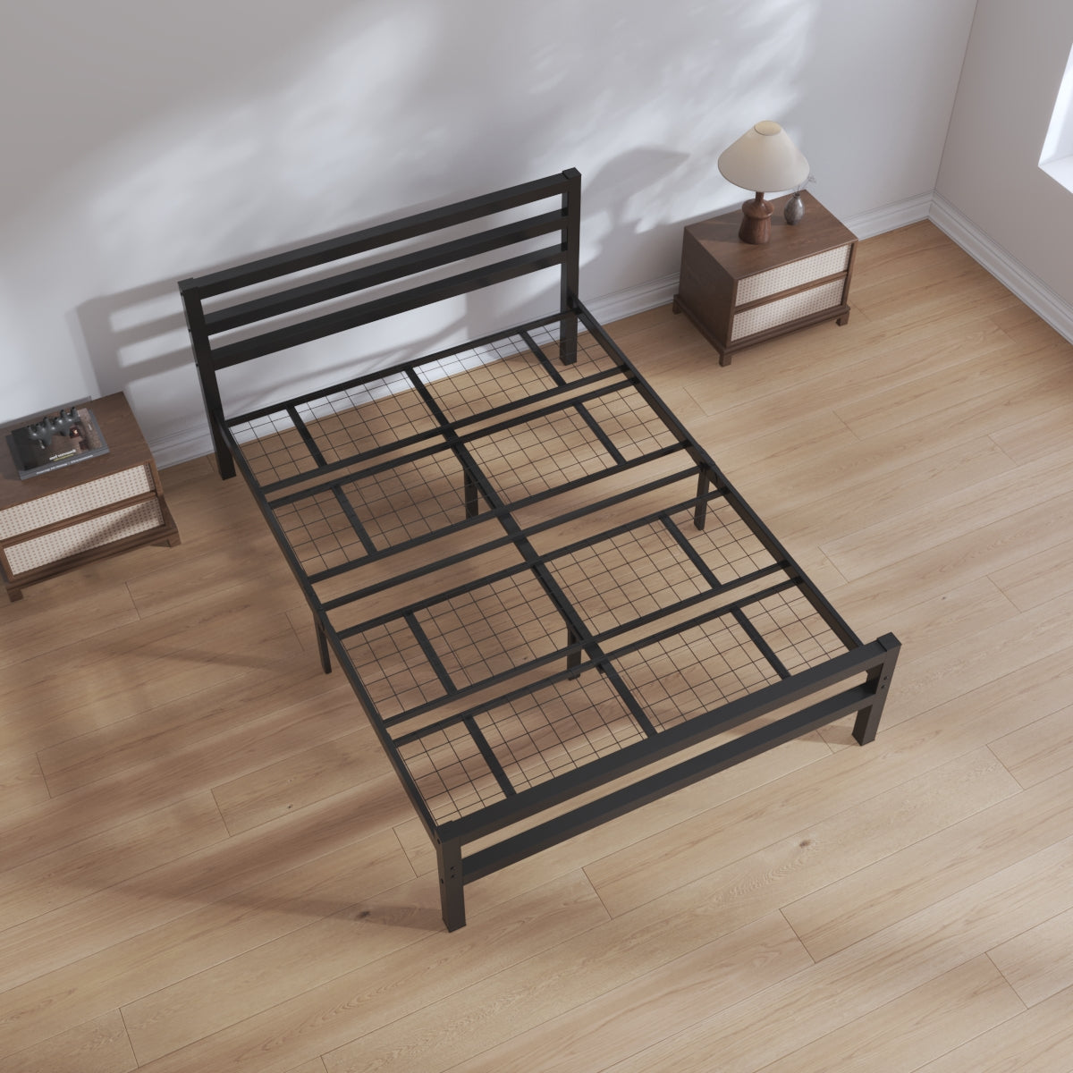 Buhara 4ft Small Double Black heavy duty mesh base bed frame Top View