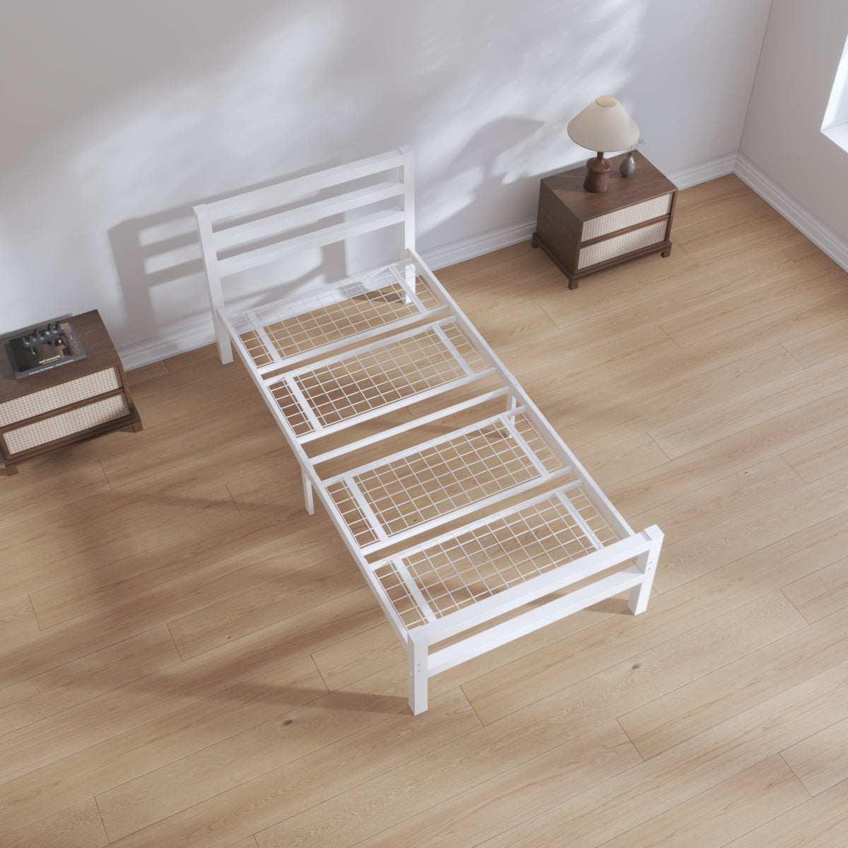 Buhara 3ft Single White heavy duty mesh base bed frame Top View