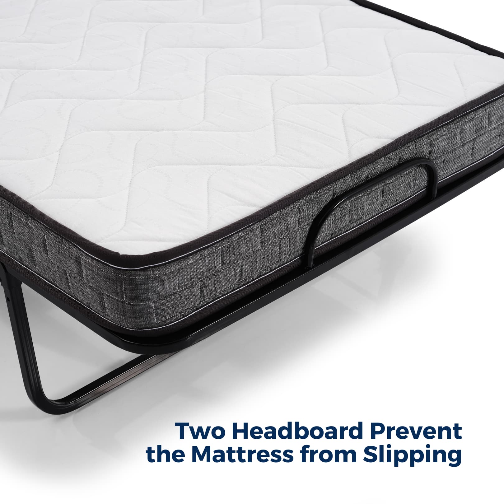 Miranda 80x190 Black Folding Bed with Mattress Top View