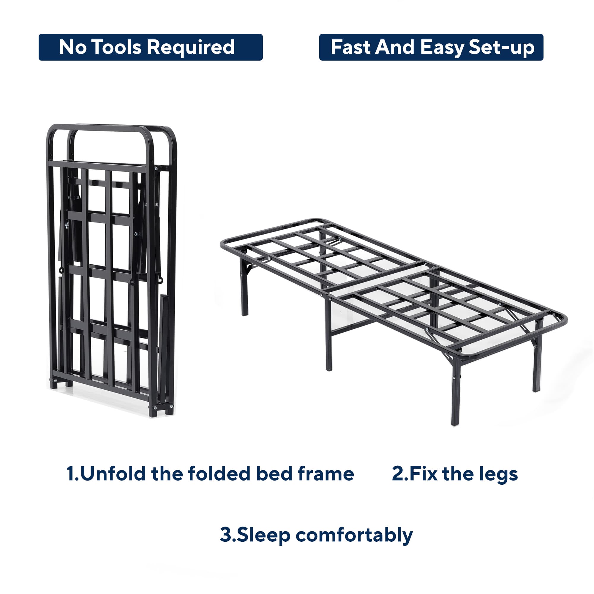 Smartbase 3ft Single Black Folding Bed Property