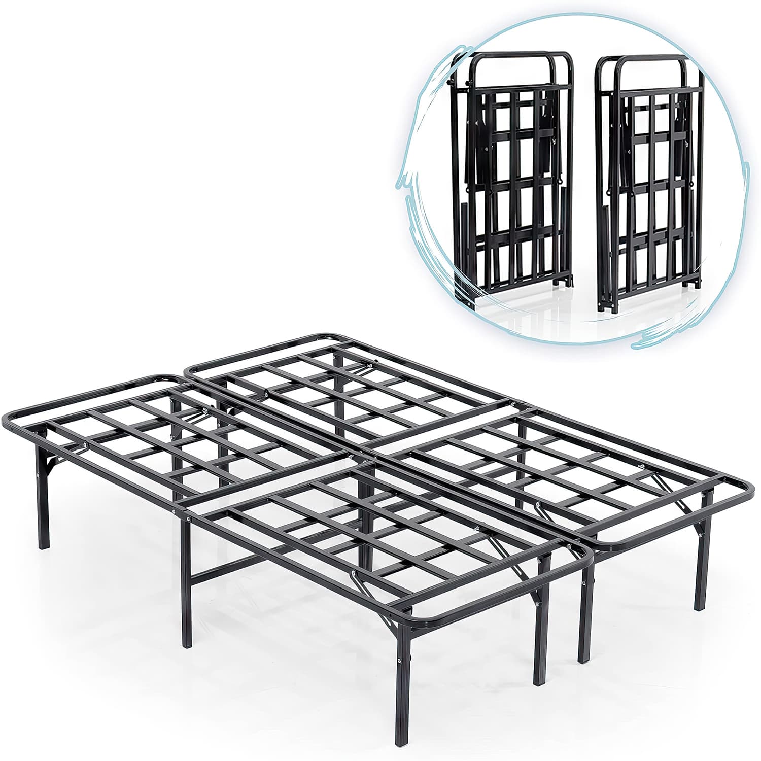 Smartbase 4ft6 Double Black Folding Bed Main Image