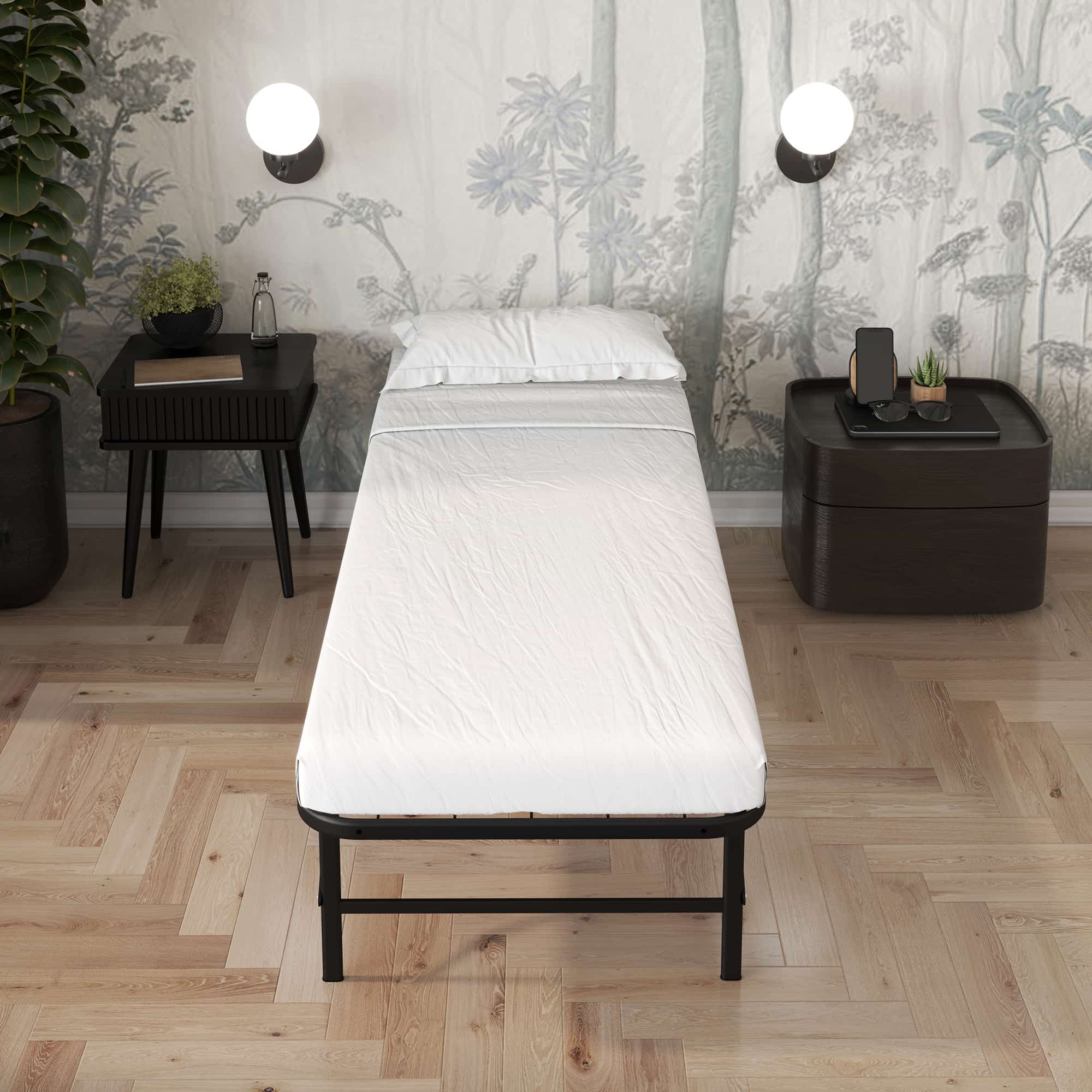 Smartbase Basic 3ft Single Black Folding Bed Front View