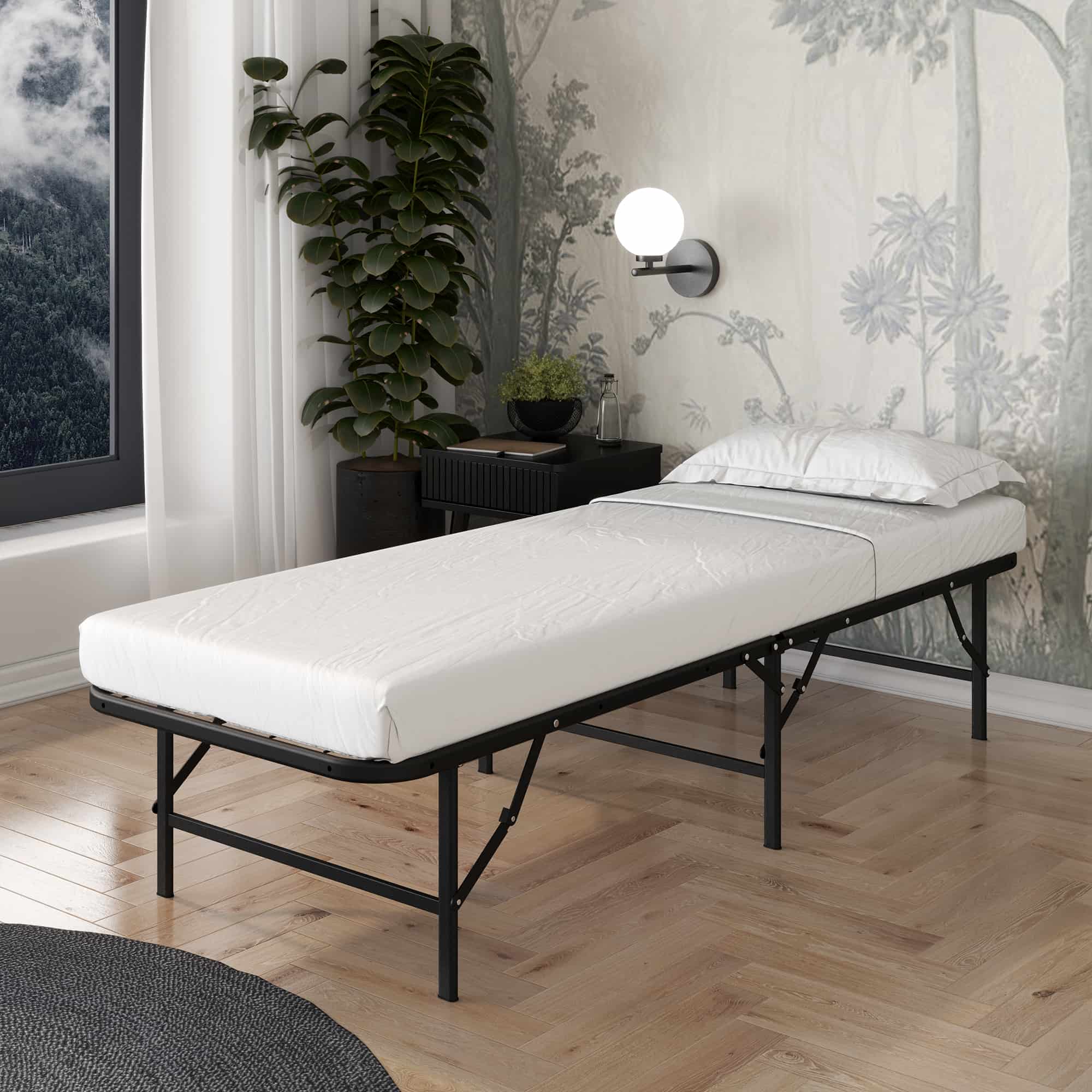 Smartbase Basic 3ft Single Black Folding Bed Rear View